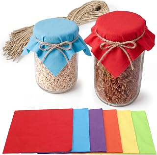 60 Pcs 6.7'' Cotton Mason Jar Covers with Jute Twine