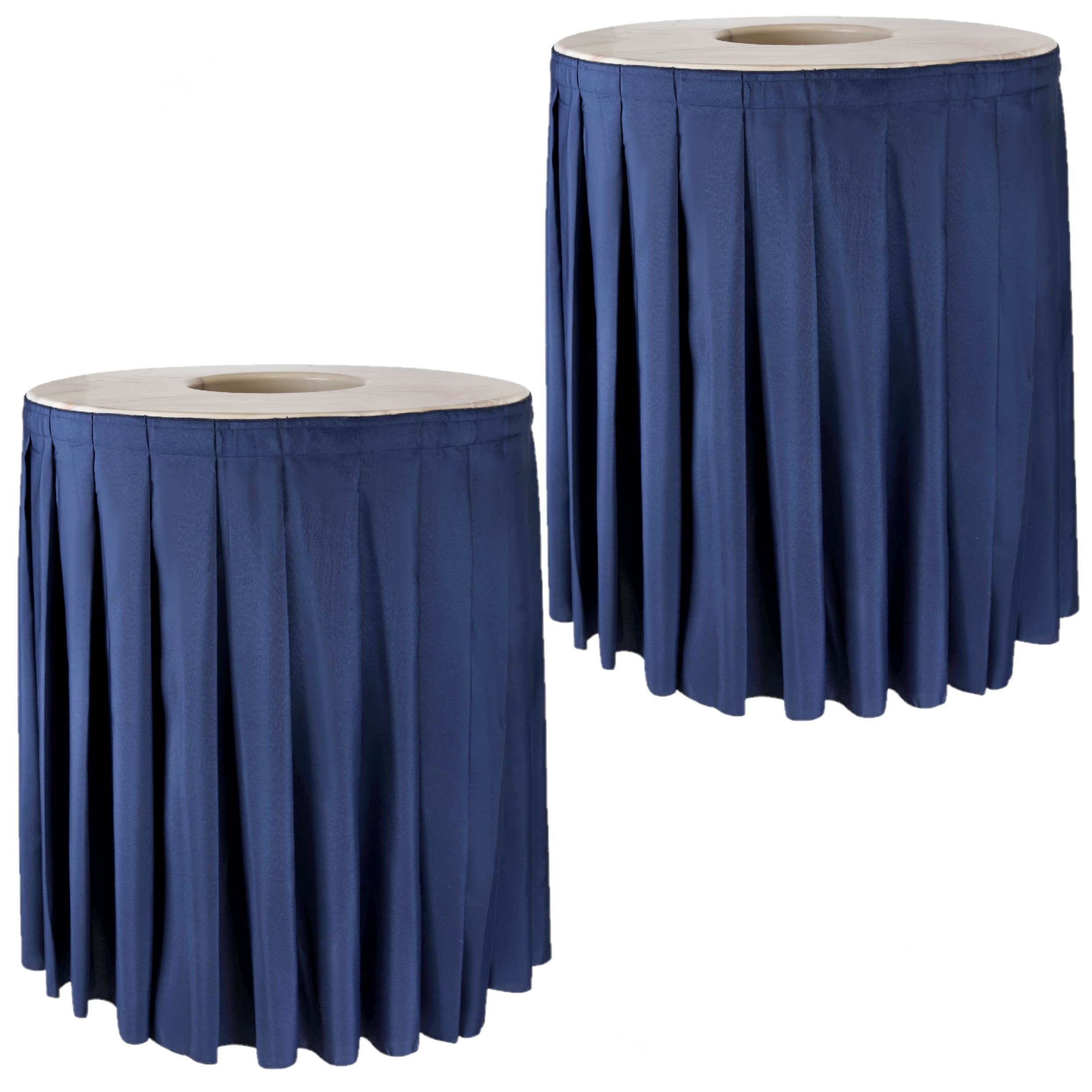 2 Pack Decorative Trash Can Topper with Skirt, fits 44gal and 55gal Trash cans, Perfect for events, parties, weddings Etc. (Marble Design Top Navy
