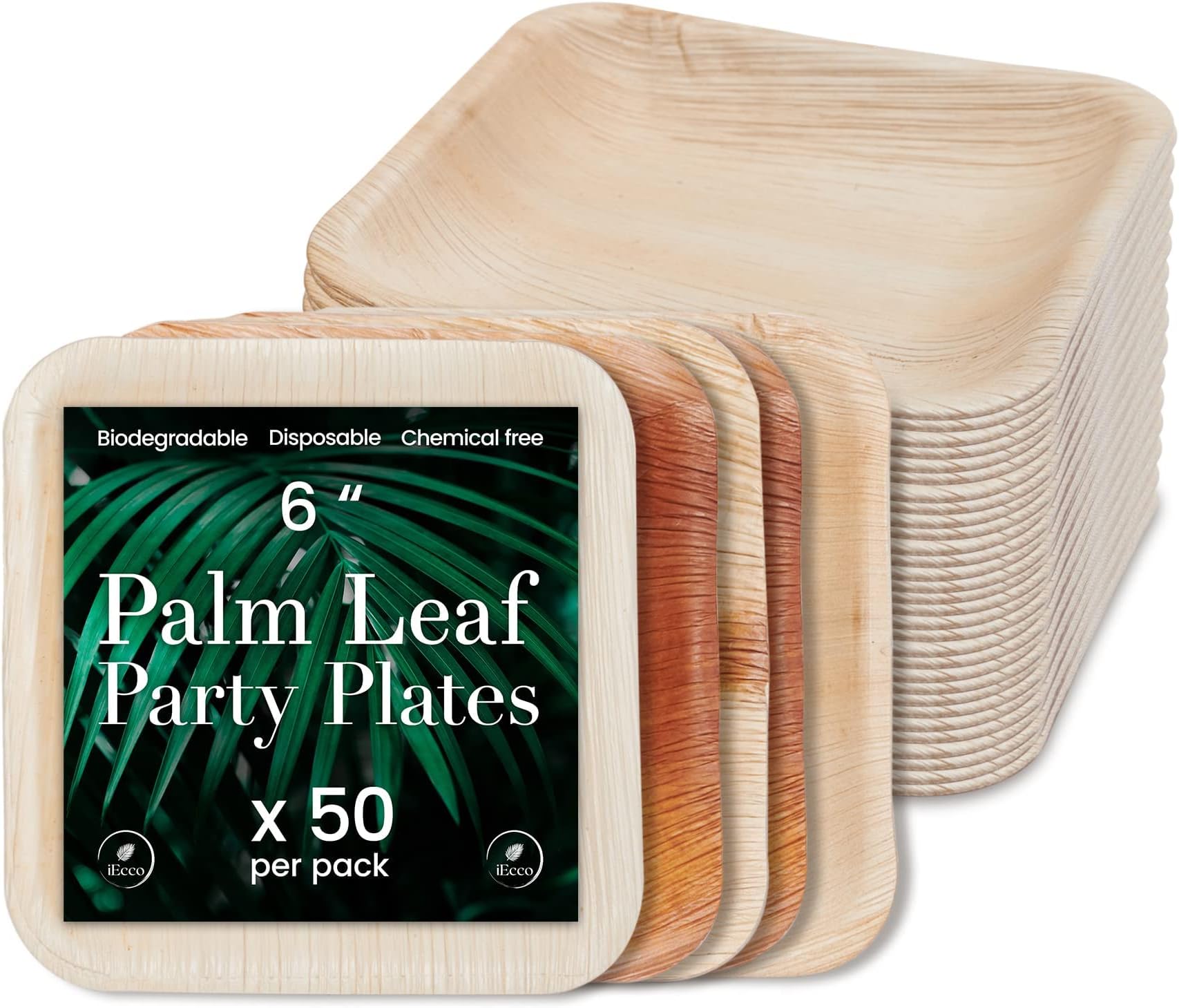 Pure Palm 6 in Party Plates Palm Leaf Plates Biodegradable Plates 25 pc Nice
