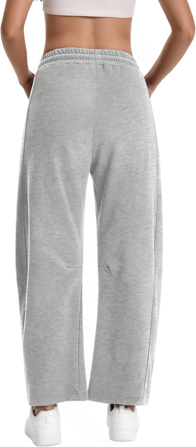 Auriviz Womens Barrel Sweatpants Drawstring High Waisted Wide Leg Pants Baggy Casual Workout Sweat Pants Pockets 28‘’ Inseam - Image 4