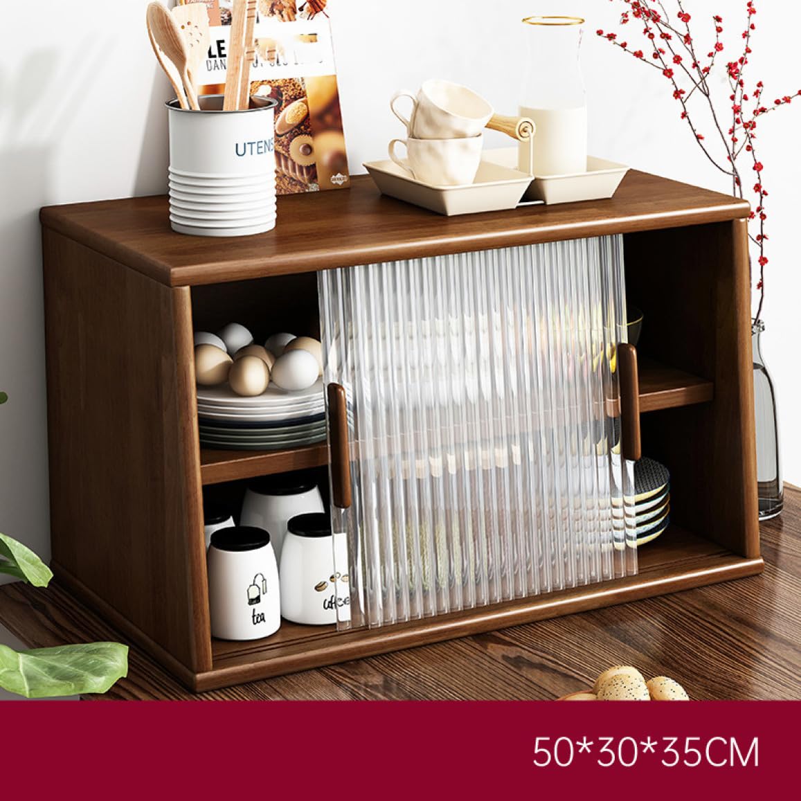 Amazon｜MJKQ9 卓上食器棚 上置き 50*30*35cm カウンター上収納 透明