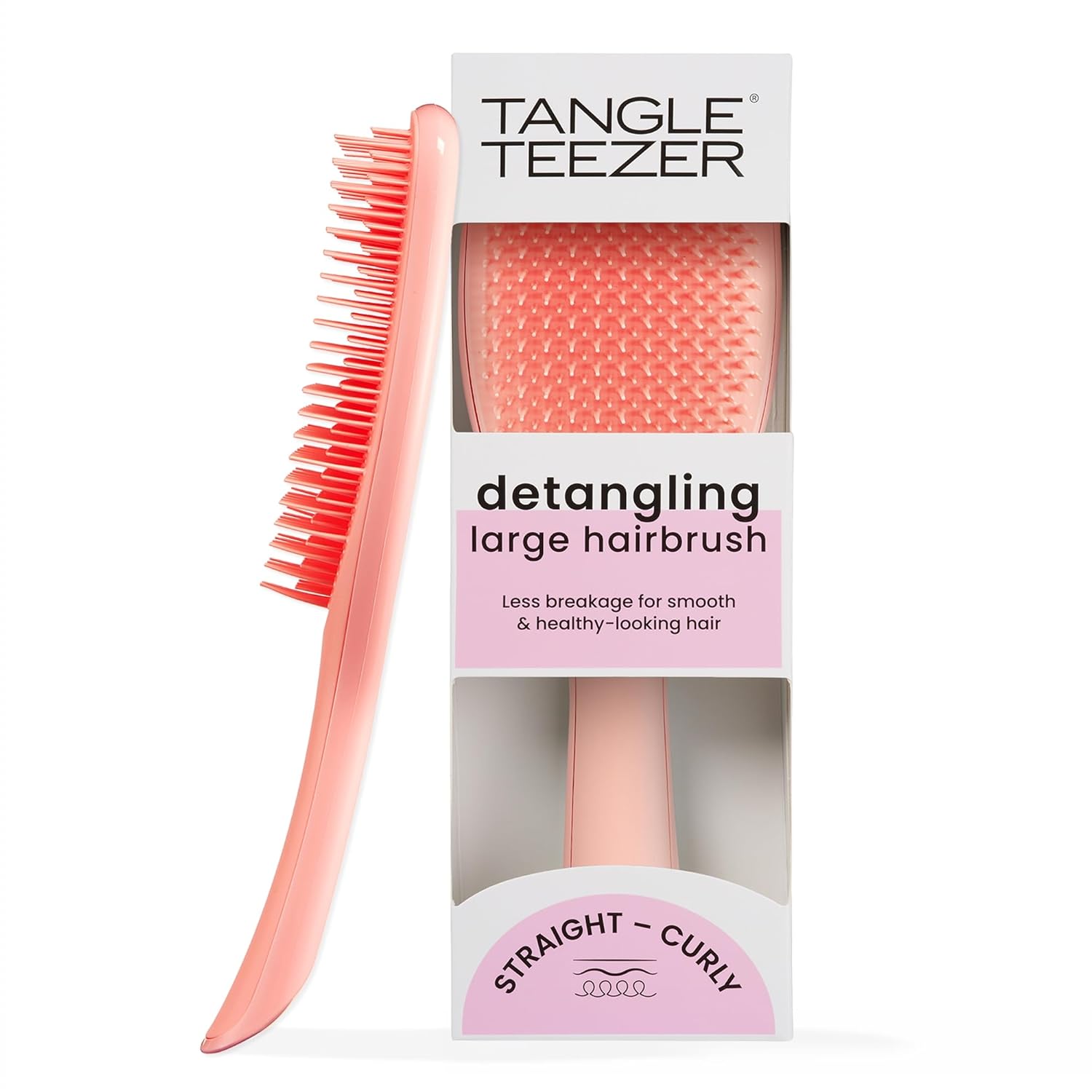 Tangle Teezer The Large Ultimate Detangling Brush, Dry and Wet Hair Brush Detangler for Long, Thick, Curly and Textured Hair, Peach Glow