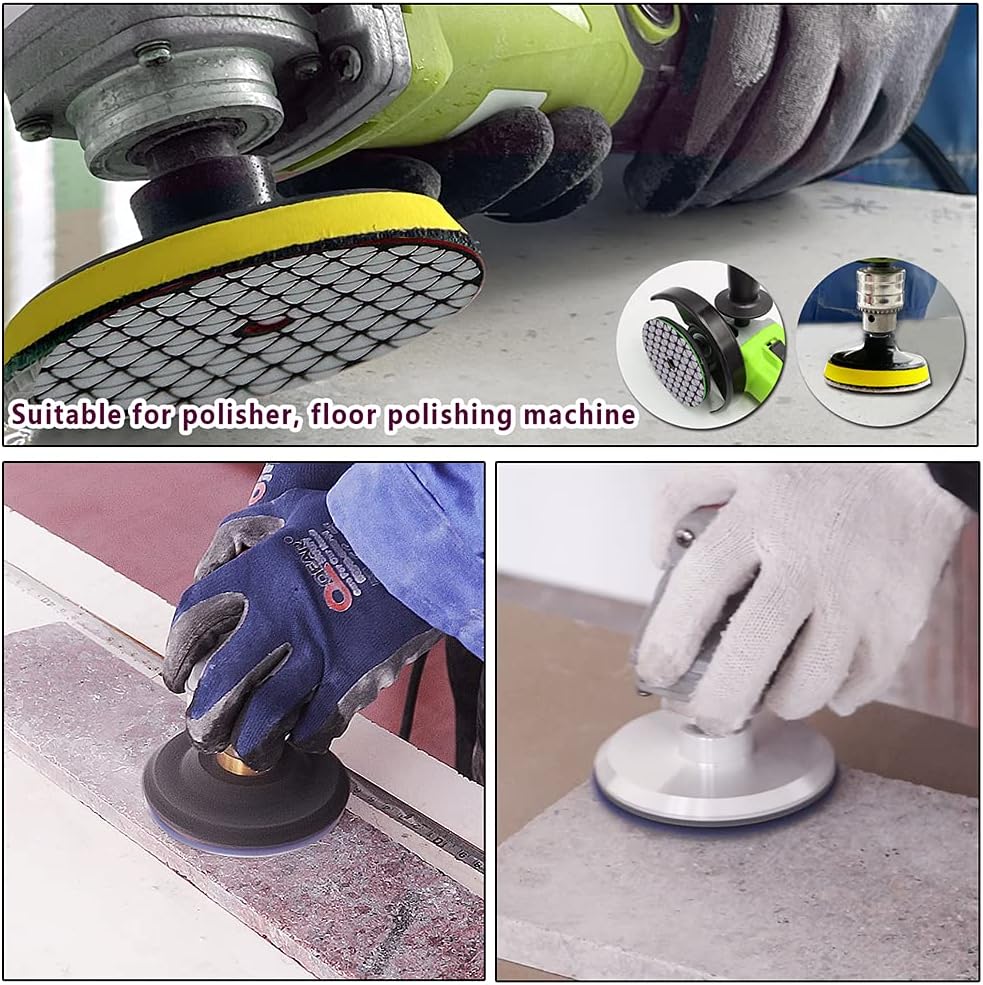 Dry Diamond Polishing Pads,100mm/4 Inch 8pcs Grit 100 for Granite,Marble,Quartz Stone Countertop,Sanding Grinder or Polisher Pads