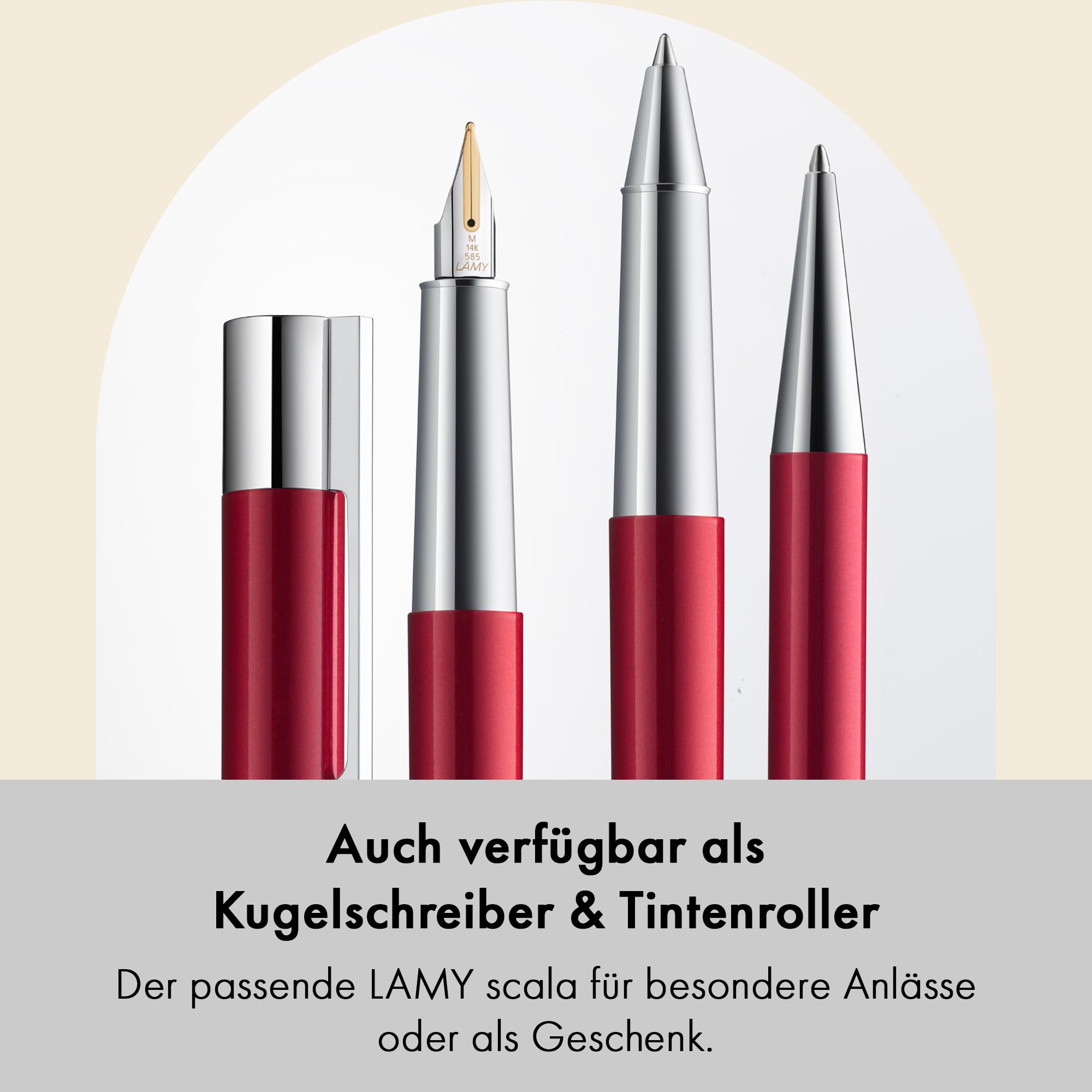 Lamy scala pianored Füller - puristischer Füllfederhalter in robustem Gehäuse aus Ganzmetall & Lack-Finish - 14kt.- Goldfeder in Strichbreite F - inkl. Tintenpatrone T 10 blau - Rechtshänder