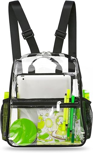 Metaverse Mochila pequeña transparente aprobada para el estadio, bonita bolsa transparente pequeña para el trabajo, conciertos, viajes, deportes y