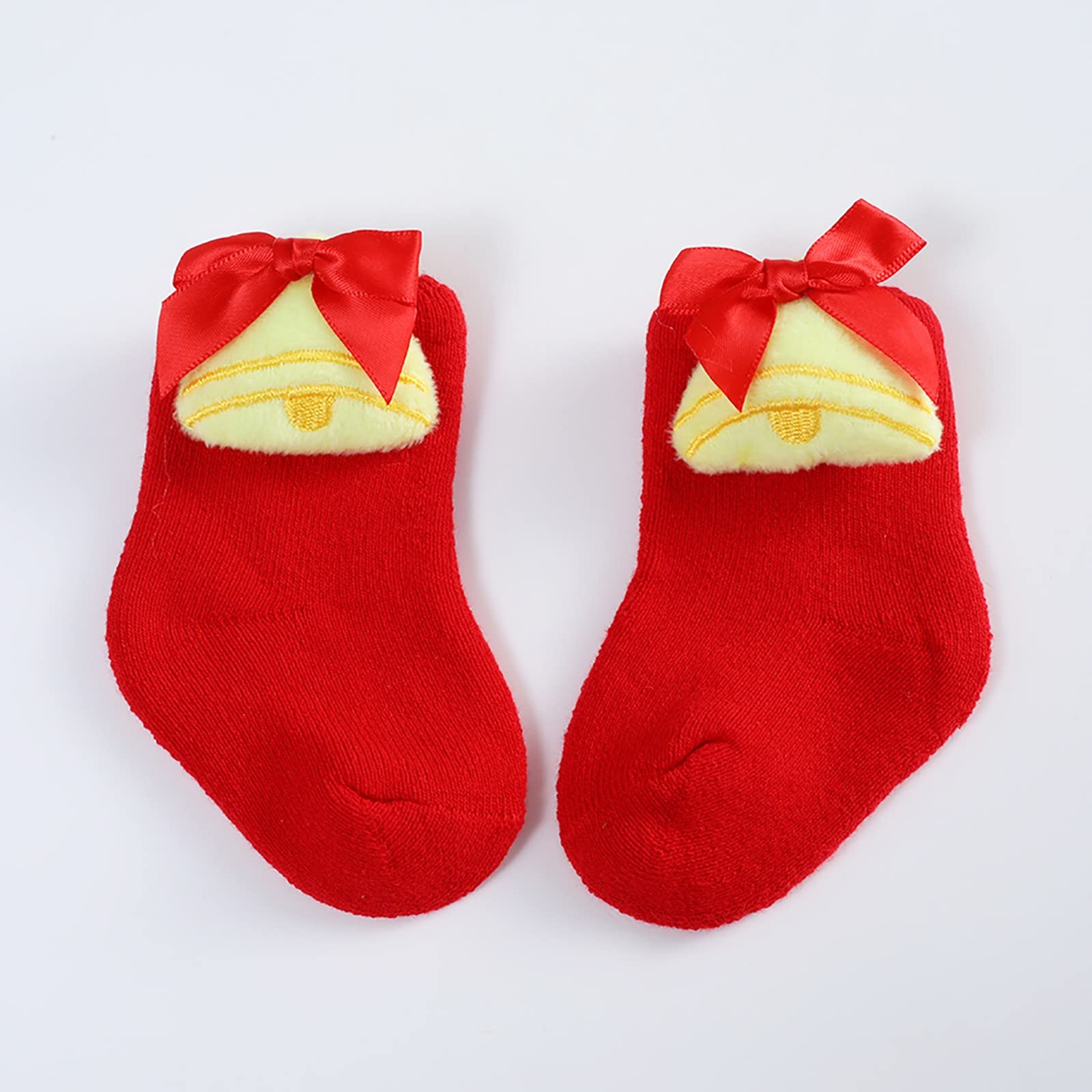 RNTOP Christmas Baby Socks Toddlers Boys Girls Children Kids Warm Xmas Socks Soft Sole Shoes Floor Socks Princess (Yellow, S)