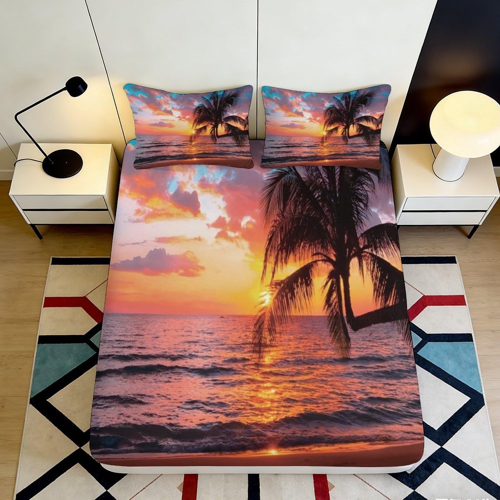 3D Printed Snow Scene Fitted Sheet Microfiber Deep Pocket Non-Slip Bedroom Bedding Snowy Mattress Fitted Cover for Adults 200x200x25cm