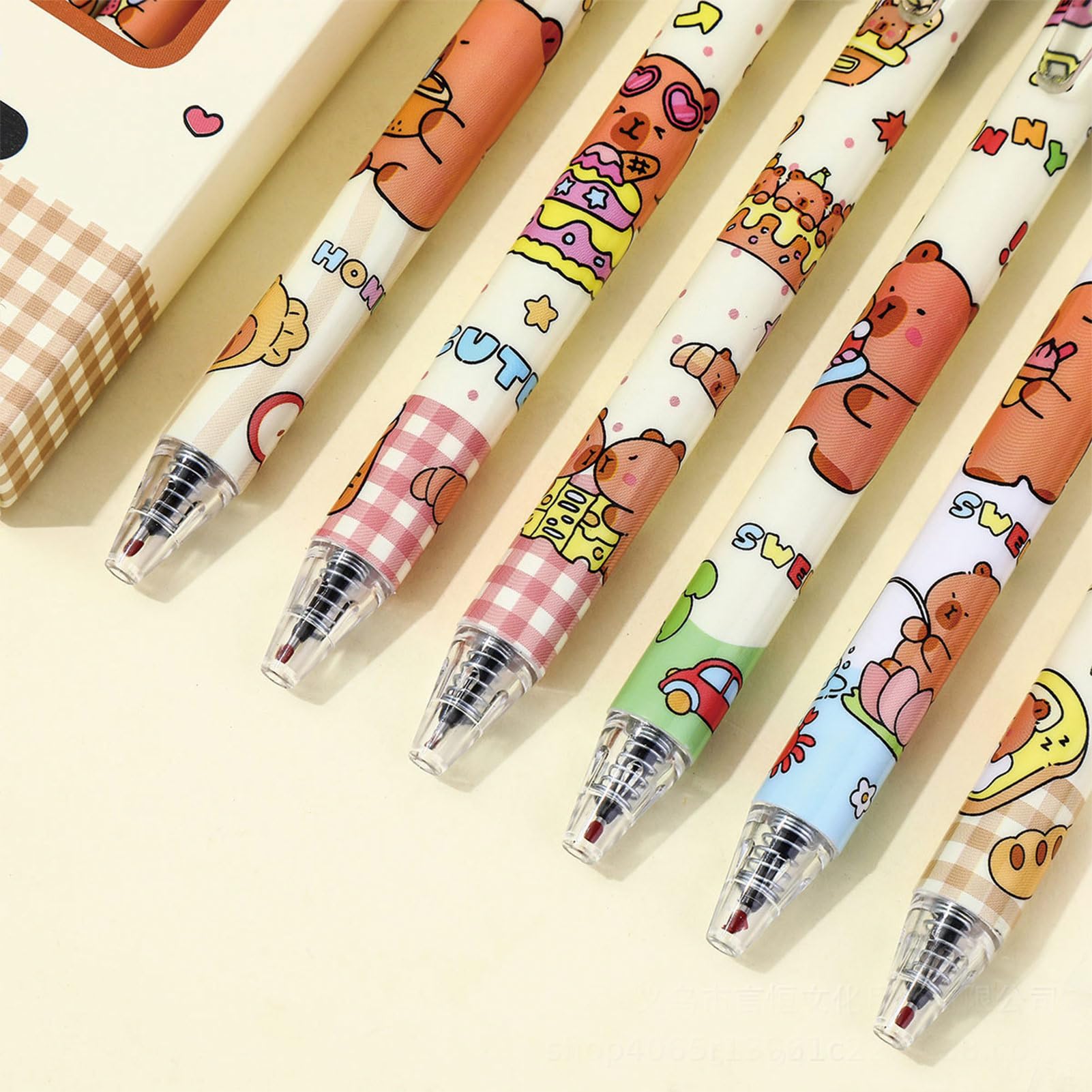 6 Pcs Cute Erasable Retractable Pens Capybara Erasable Pen 0 5mm Fine Point Black Ink Writing Pen Office — view 4