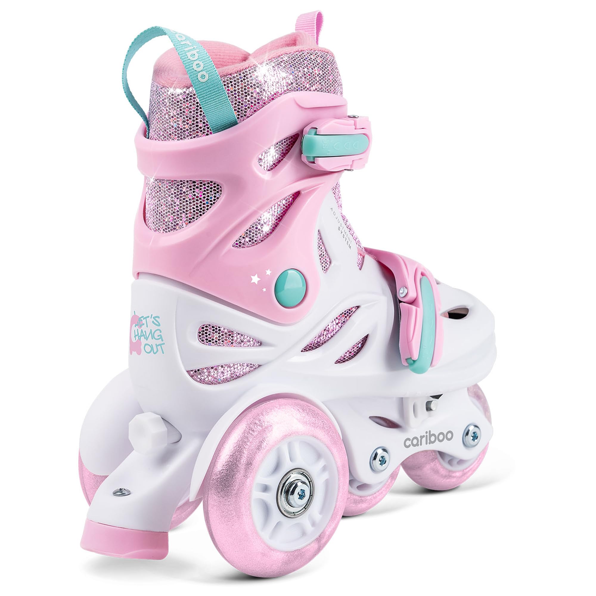Cariboo Patins à roulettes pour Enfants - Ajustables - pour Débutants - Set avec Protège-Genoux Coudières et Protège-Poignets - Ballerina