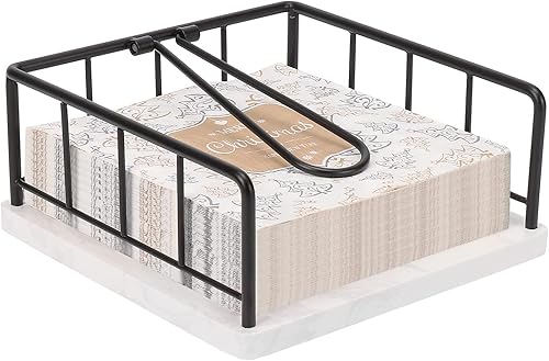 Livabber Servilletero Plano, Almacenamiento de Servilletas de Cocina de Metal con Brazo de Tensión con Peso, Dispensador Rústico de Papel Tissue