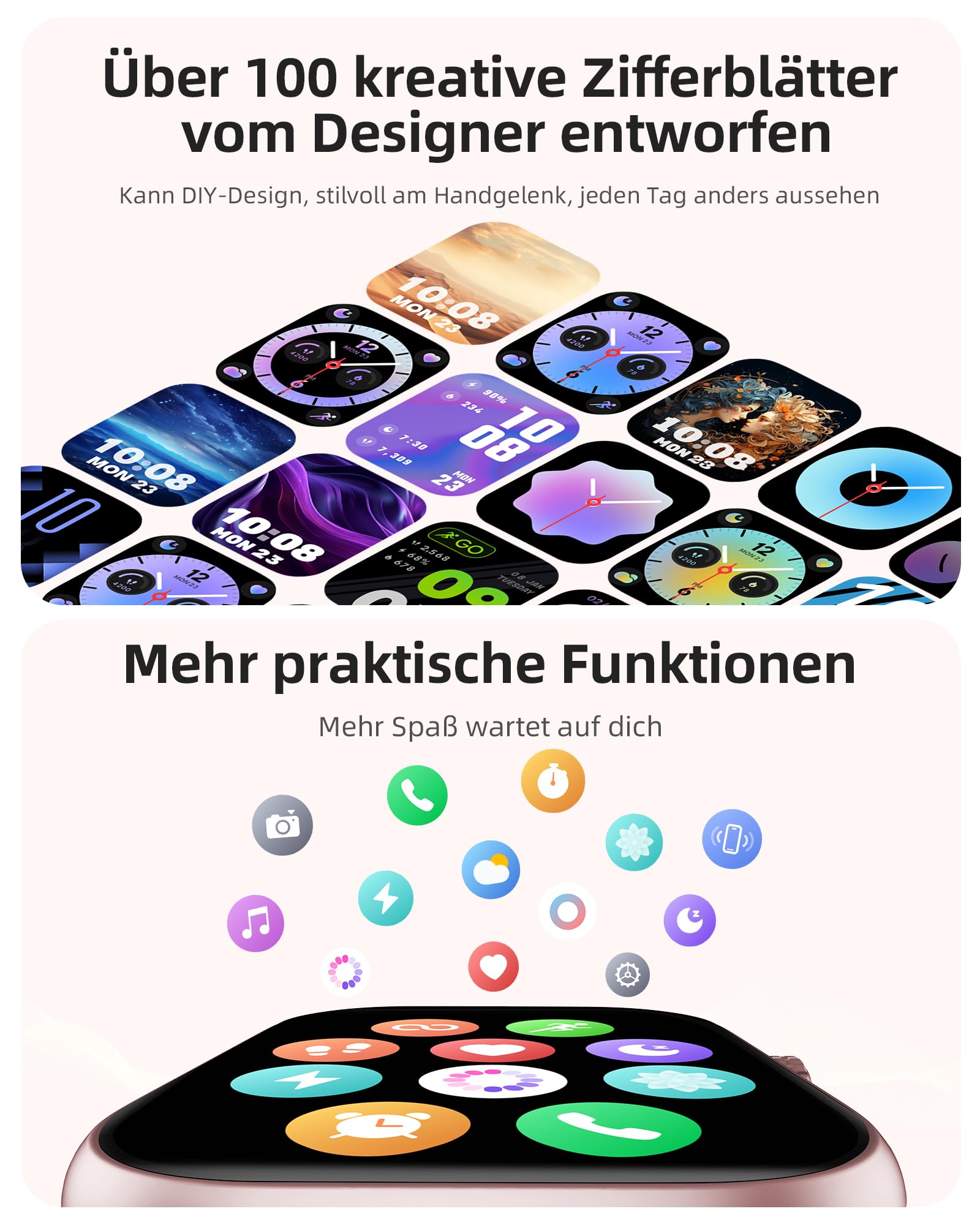 Parsonver Smartwatch mit Eingebautes GPS, 30M Schwimmend Wasserdicht | Fitnessuhr mit Bluetooth Telefonfunktion, Fitness Watch mit 100+ Sportmodi, Herzfrequenz, Schlafen, für Android/iOS