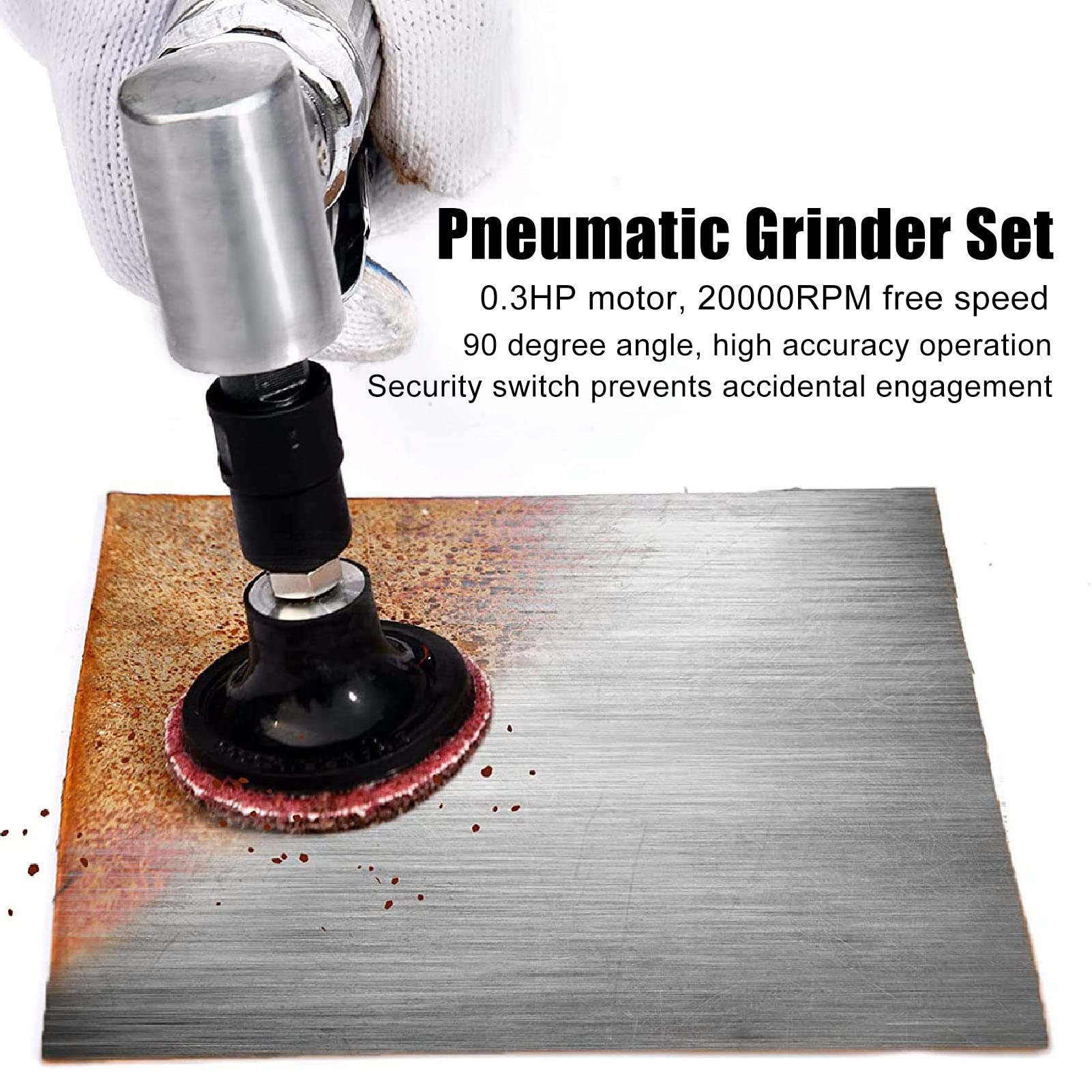 Fockety Air Die Grinder, 20000RPM Pneumatic Right Angle Die Grinder with 1/4" & 1/8" Collets - Image 2