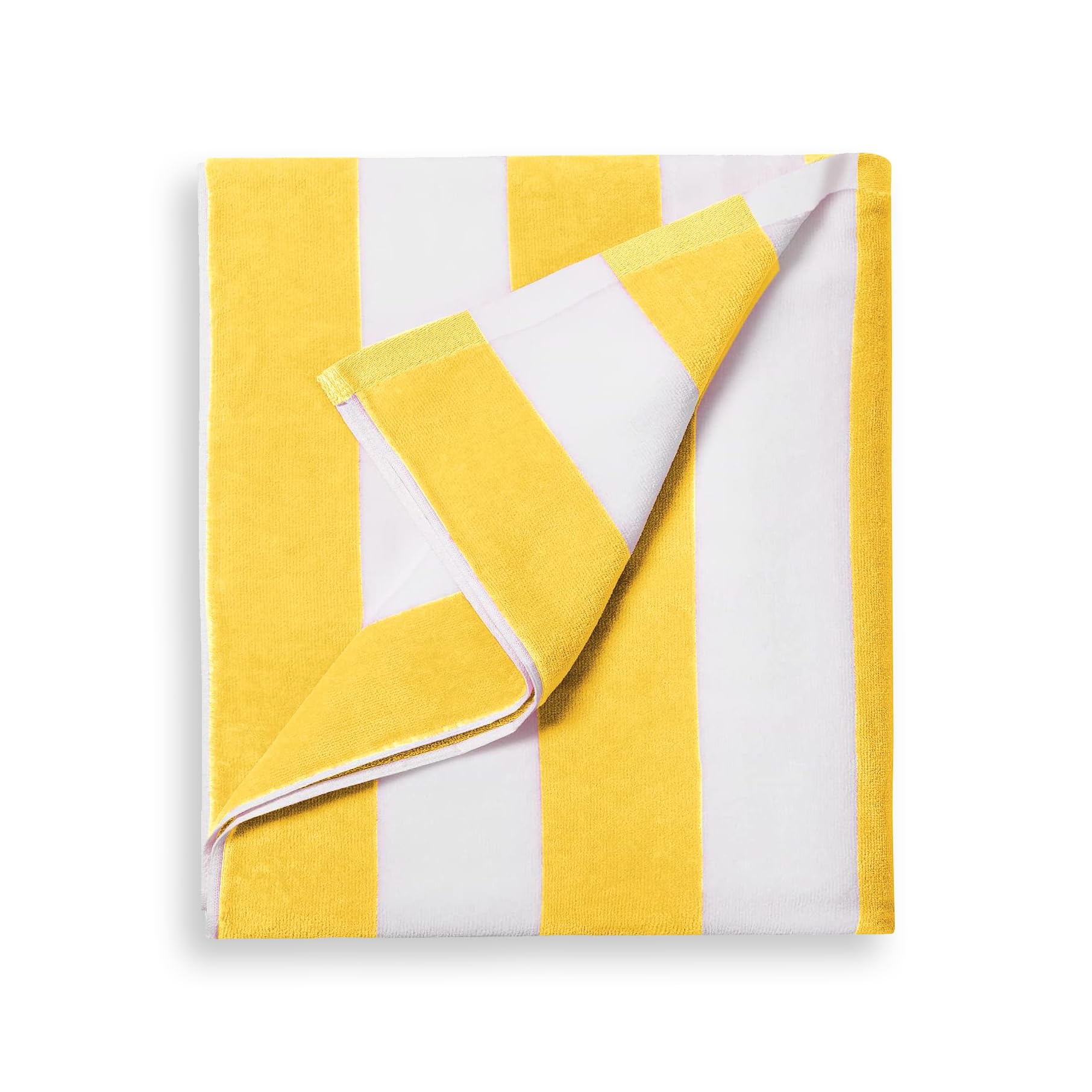 Sleep Well Soft and Comfy Stripe Beach Towel 100% Cotton (Yellow And White, 90x180cm)