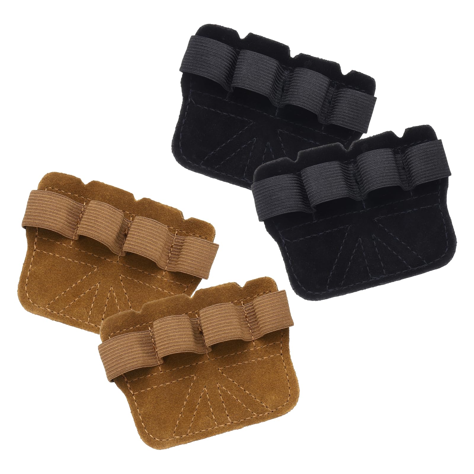 YELARXI Anti-Slip Workout Grip Pads, Lifting Grips Pads Weight Gloves for Men Women,4 Pack & Cowhide & Brown & Black - Fitting for (Weightlifting/Deadlift/Pull-Up/Gym Training/Yoga)