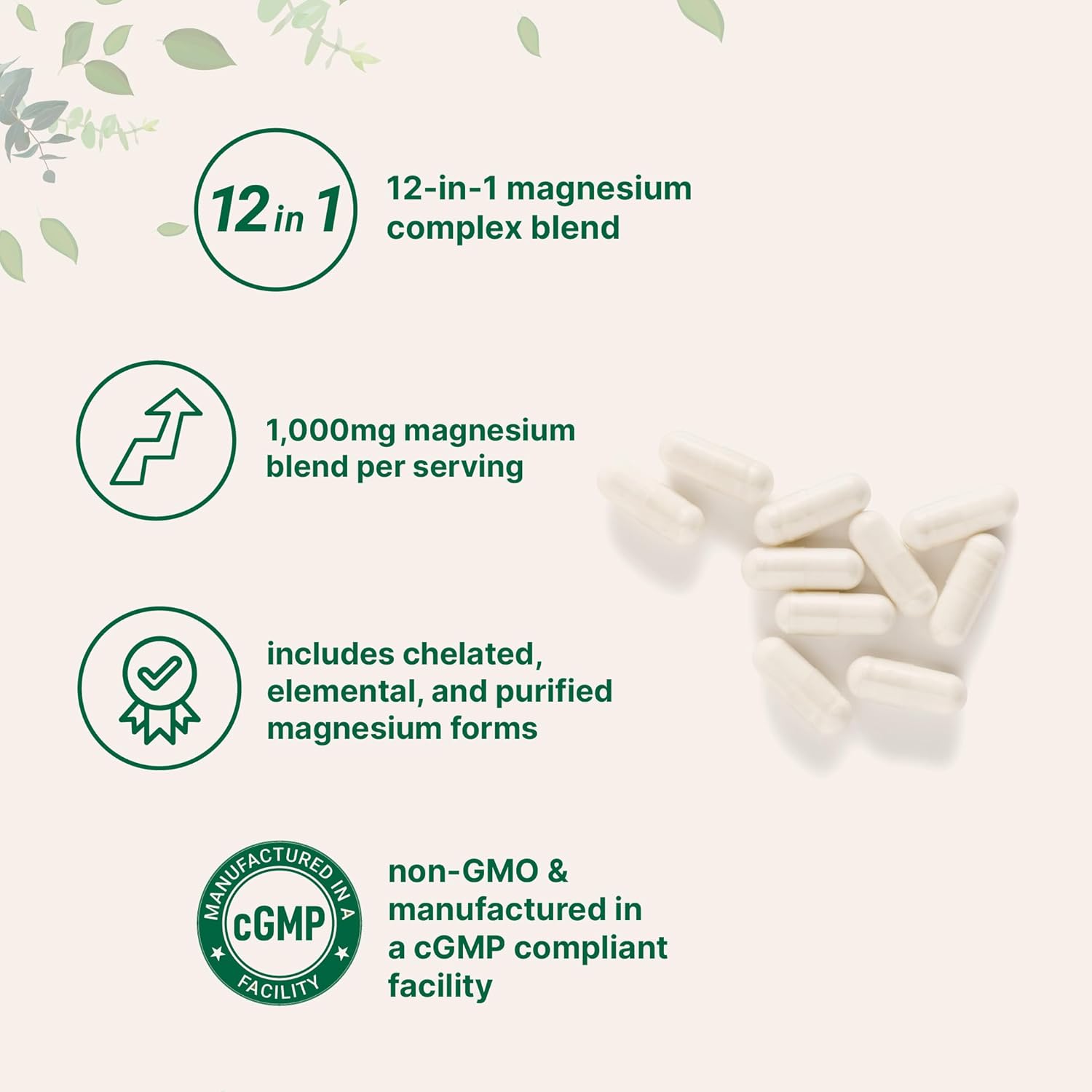 Micro Ingredients 12‑in‑1 Magnesium Complex 1000 mg, 240 Capsules – Magnesium Glycinate, Citrate, Taurate, Malate & More – High Absorption Formula for Men & Women – Chelated & Purified - Image 3