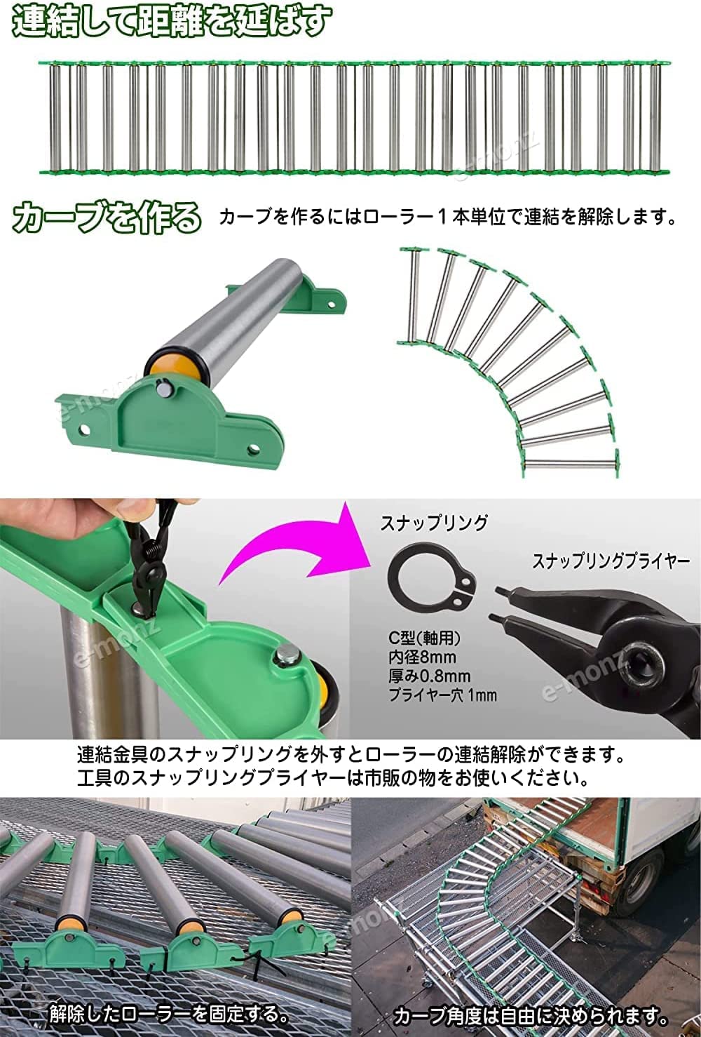 Amazon.co.jp: eモンズ ローラーコンベア 【連結丸 連結パーツ 10個 