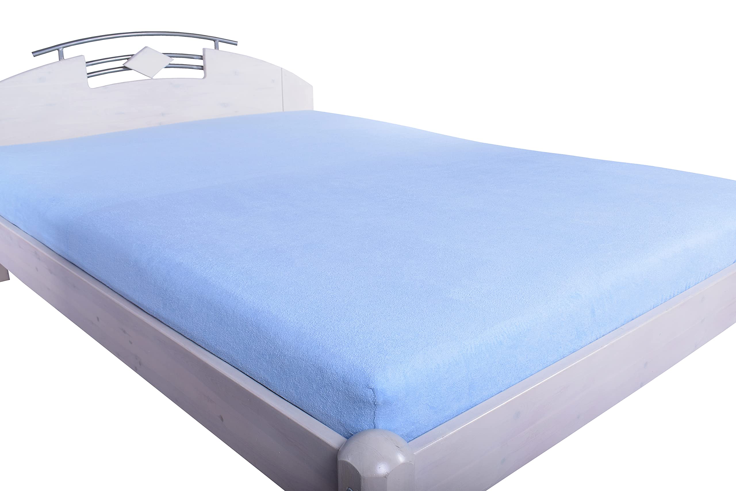 2er-Set SPANNBETTLAKEN Frottee Bettlaken Baumwolle Spannbetttuch Betttuch Doppelpack (Hellblau, 200 x 220 cm)