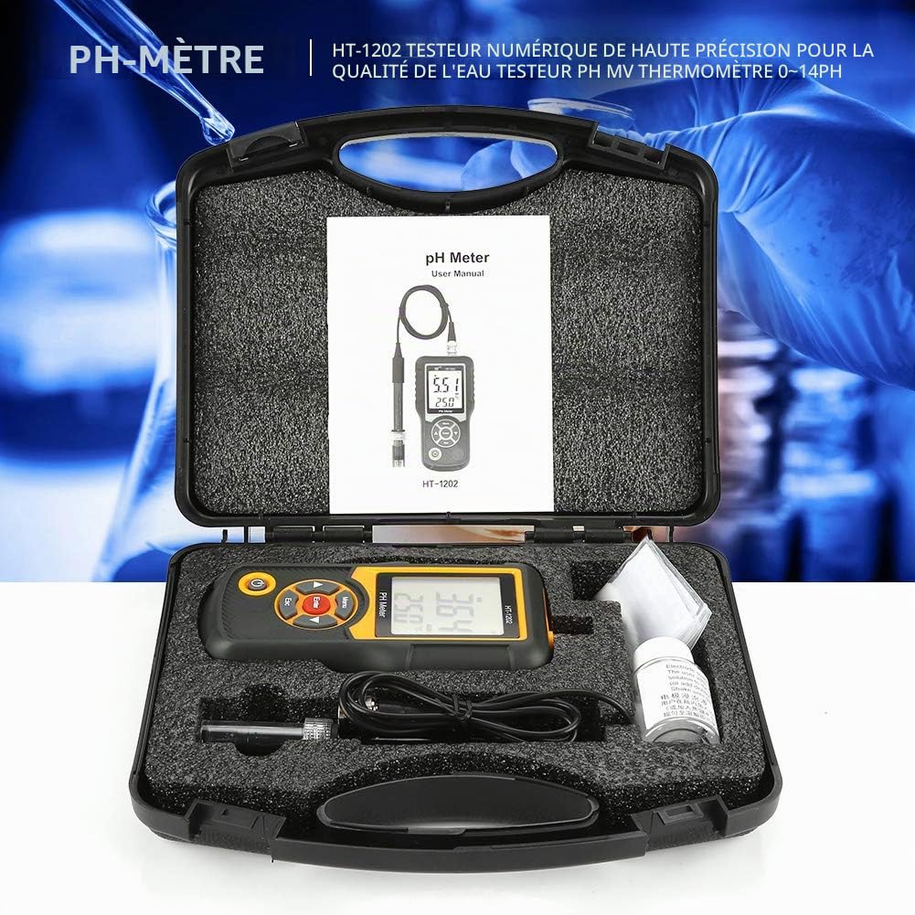 Testeur portable de qualité de l'eau, testeur de pH/mV/température, grand écran LCD, analyseur de qualité de l'eau pour traitement des eaux usées, laboratoires, eau du robinet