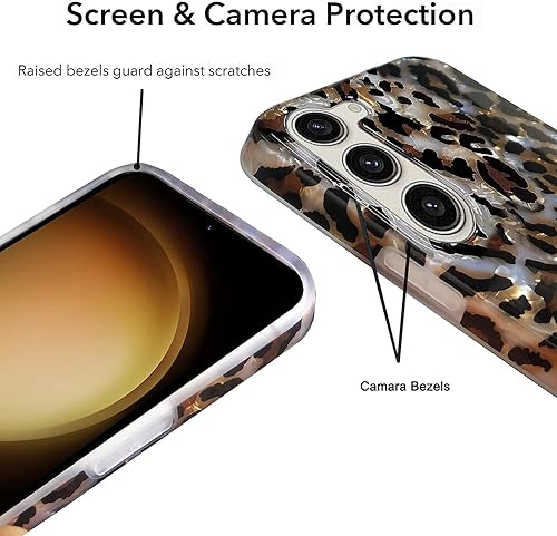 Miniatura 4 de J.west - Funda para Samsung Galaxy S23 de 6.1 pulgadas, elegante, brillante, translúcida y transparente, con estampado de leopardo y guepardo