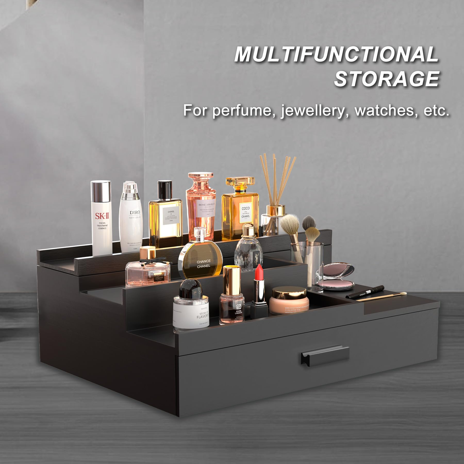 Upper Midland Parfüm-Organizer – Marmor Design, 3-stöckig – Für Düfte & Accessoires
