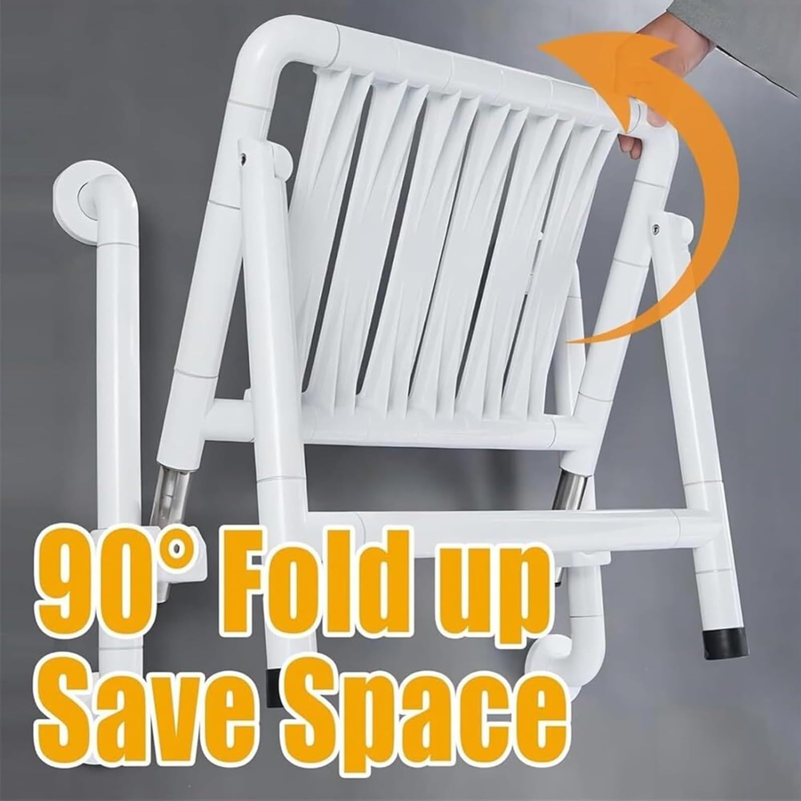 Silla Ducha Plegable,Taburete De Baño,Asiento Ducha Plegable Pared Montada con Reposabrazos,Silla Abatible Ducha Montado En La Pared,Silla Antideslizante Plegable para Discapacitado