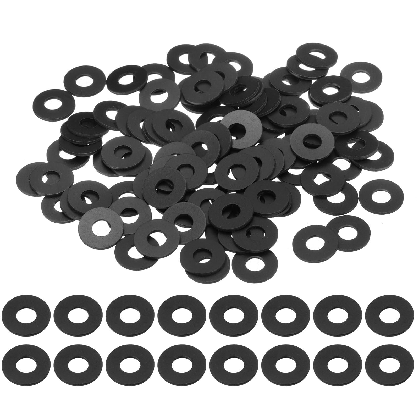 QUARKZMAN 120Pz M5 Rondella Piatta in PVC 5mm ID 12mm OD 1mm Spessore Guarnizioni Idrauliche Kit Piatte Alzaporta Occhielli Fogli Plastica Tenuta Anelli per Tubi Acqua Rondelle, Nero