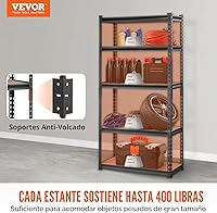 Vista 4 de VEVOR Estantería de almacenamiento, 5 niveles ajustables, capacidad de 2000 libras, estantes de garaje de servicio pesado organizador de metal rack