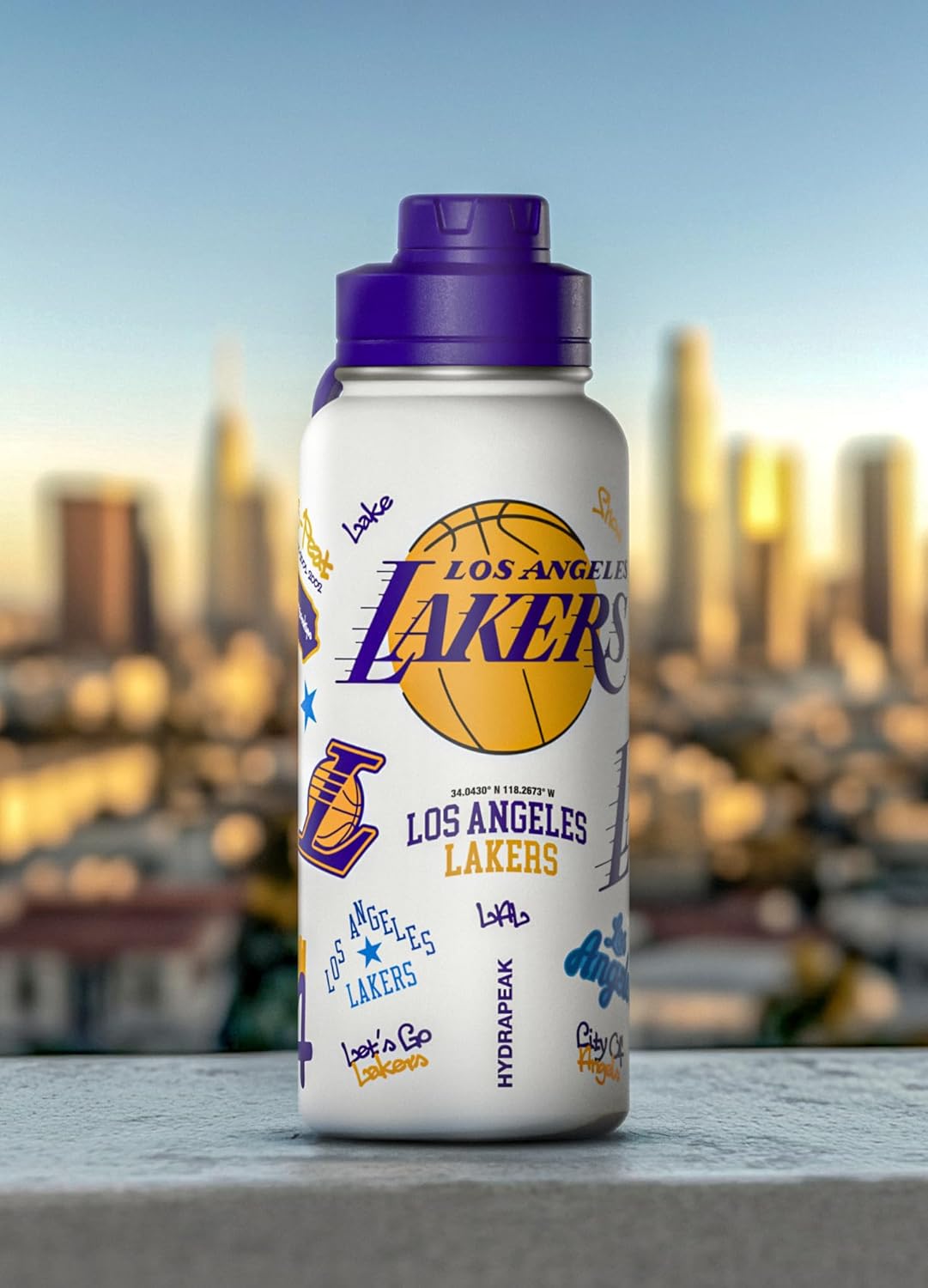 Hydrapeak x NBA Officially Licensed Los Angeles Lakers 32oz Active Water Bottle Chug Lid Stainless Steel Reusable Double Wall Celebrating The City Of Los Angeles - Image 6