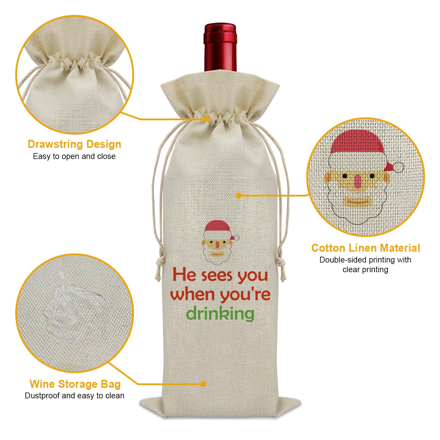 Regalos divertidos para beber, bolsas de vino para botellas de vino, regalos de Navidad para bebedores de vino, bolsa de botellas de vino de vacaciones, fundas para botellas de vino para viajes, 3