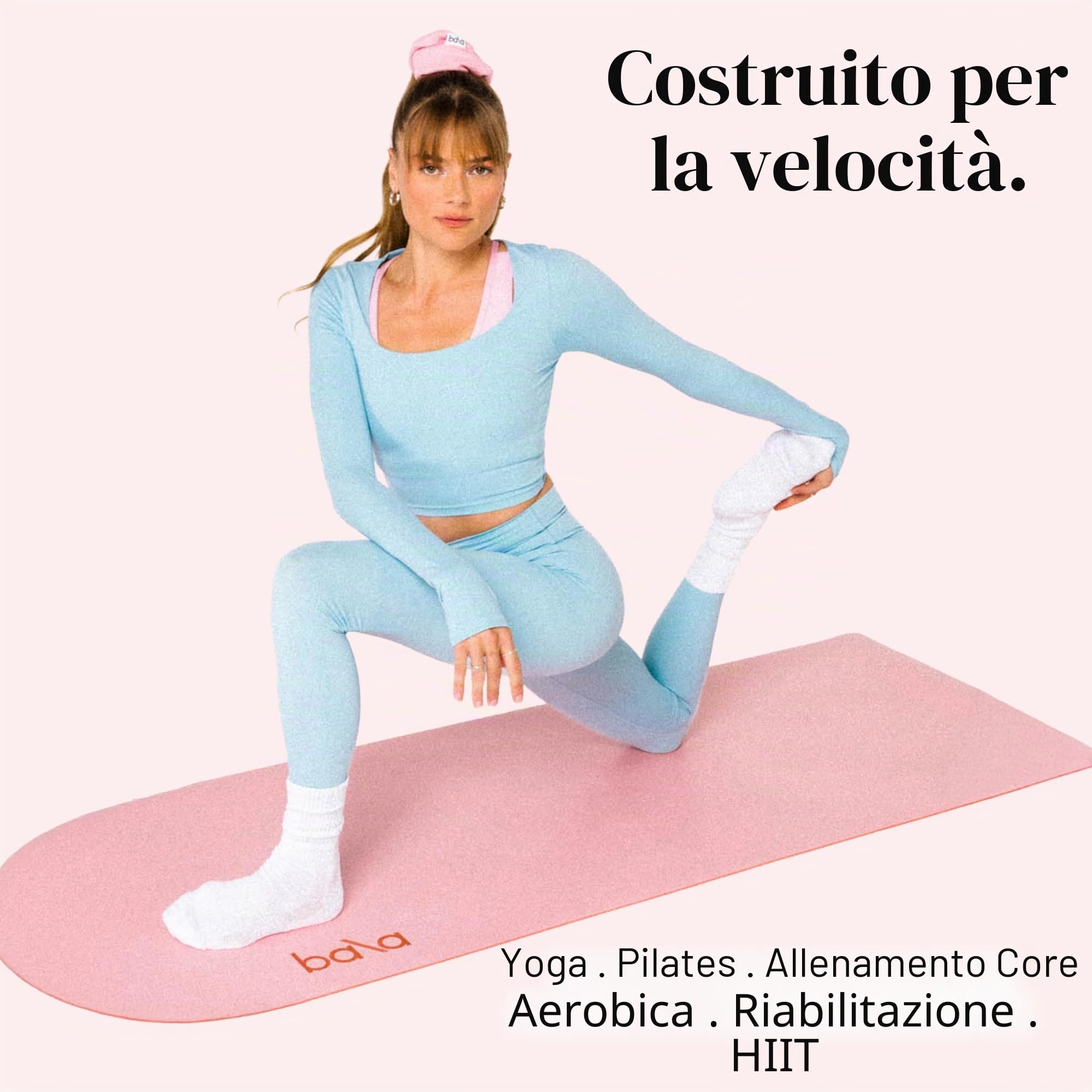 Bala - Tappetino da yoga per palestra a casa, antiscivolo, per allenamento a casa, stretching, pilates, aerobica, pavimento e fitness, tappetino per esercizi indoor