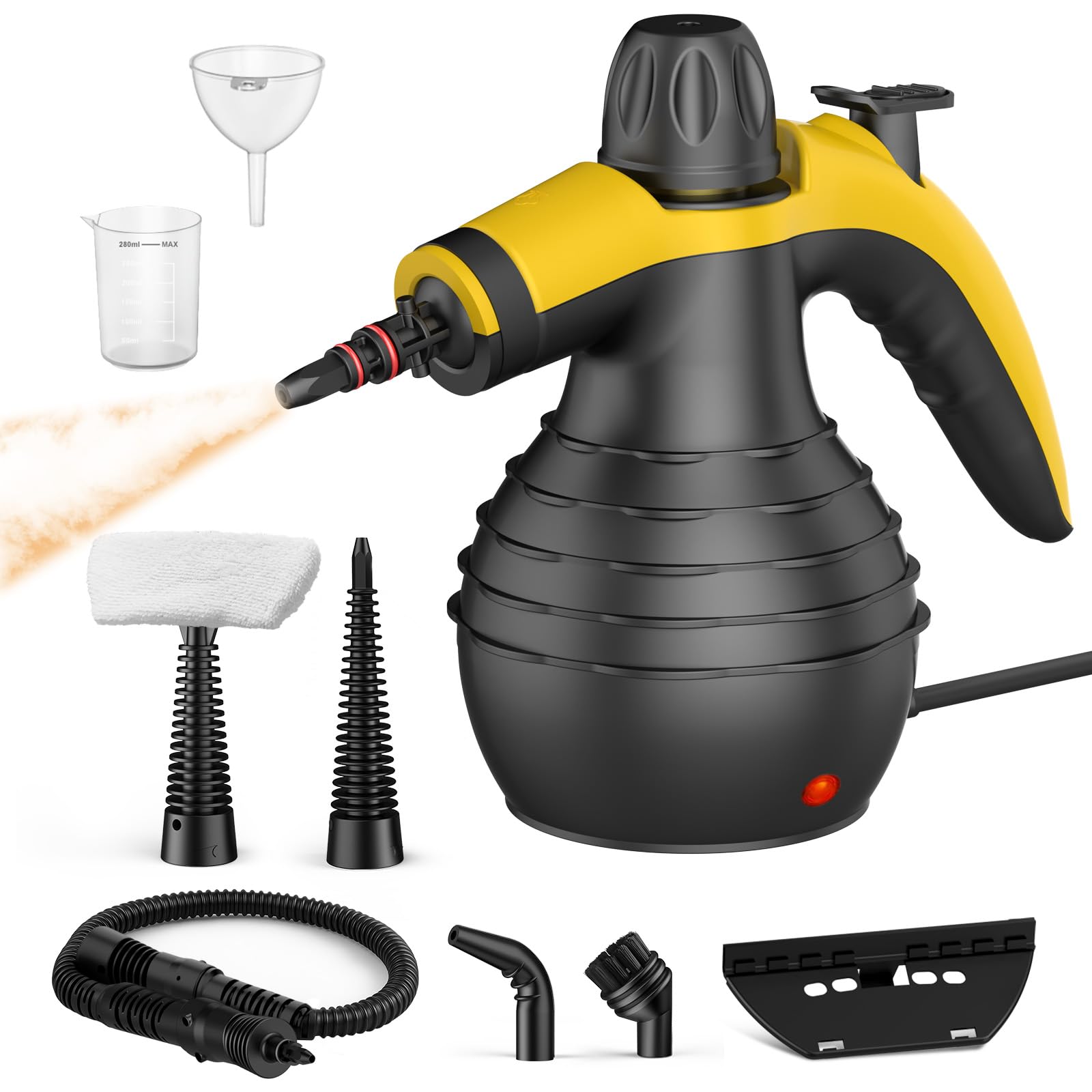 Limpiador A Vapor Portátil 1050W, Steam Cleaner De Mano Alta Presión, Calentamiento Rápido, 9 Accesorios, Sin Químicos, Para Baño, Cocina, Ventanas, Sofá, Tapicería, Juntas, Azulejos, Coche