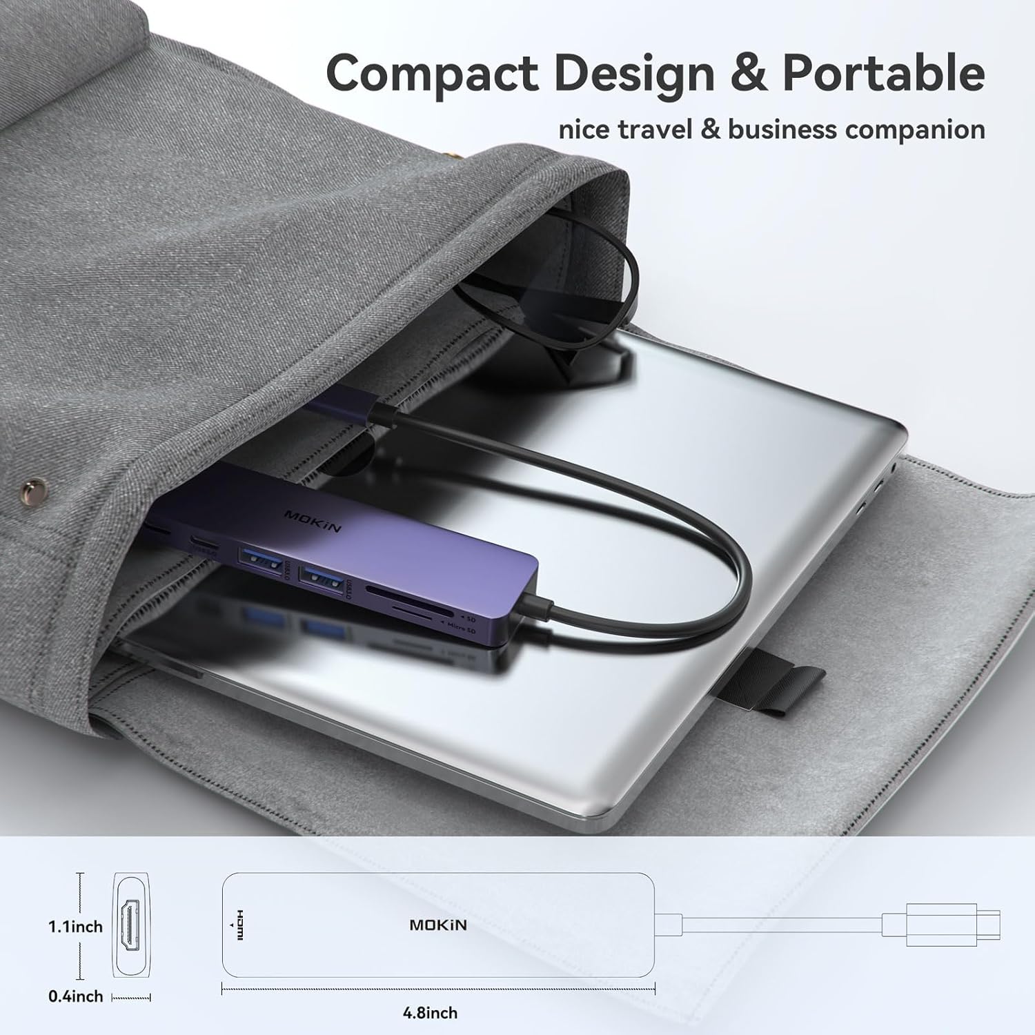 MOKiN 7 in 1 USB C Hub with HDMI, microSD/SD Card Reader, USB 3.0, 100W PD Compatible for MacBook Pro/Air, Dell XPS, Lenovo Thinkpad