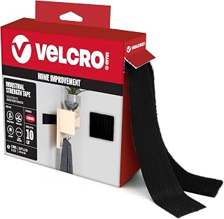 VELCRO Brand Heavy Duty Tape with Adhesive, Black, 10 Ft x 2 in Roll