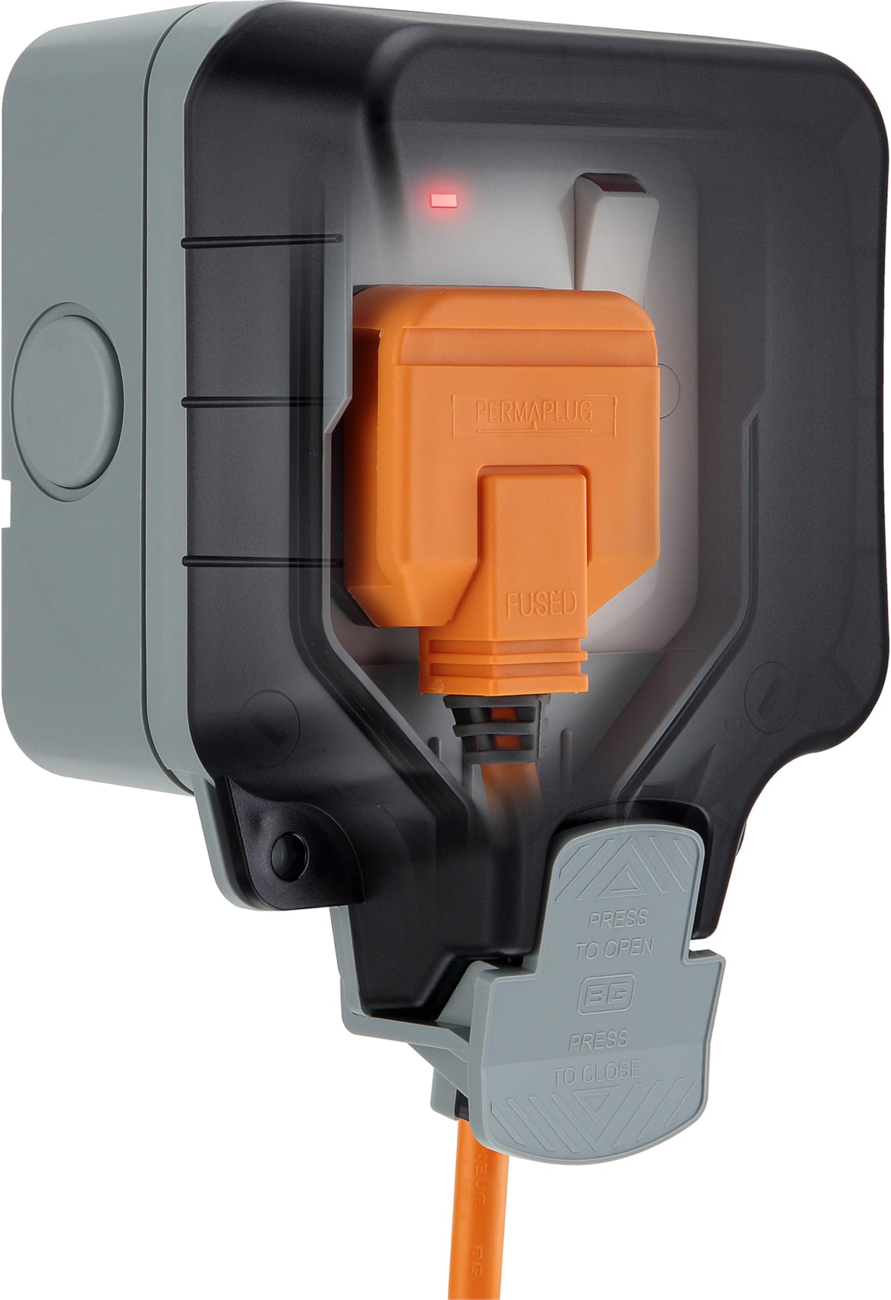 BG Electrical Outdoor Single Switched Power Wall Plug Socket, Weatherproof, Suitable for EV Mode 2 Chargers, Nexus Storm, Grey, 13A, IP66 Rated, WP21