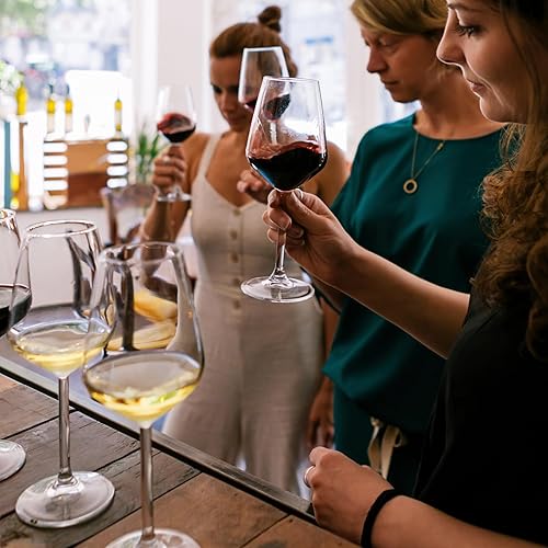 Miniatura 7 de Juego de 4 copas de vino tinto de cristal grandes, sopladas a mano de 27 onzas, modernas copas de vino grandes de gran tamaño con tallo largo para