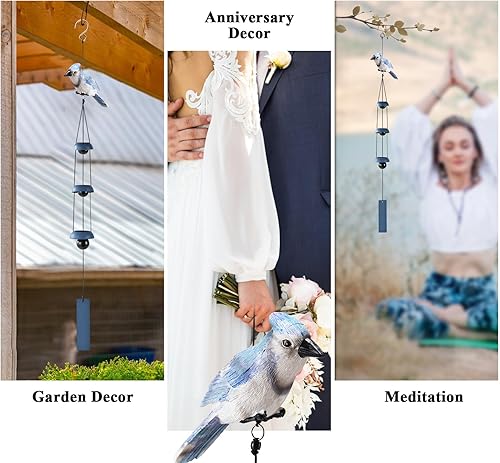 Miniatura 4 de Campanas de viento para exteriores, campanillas de viento con 3 campanas más grandes para mamá, papá, hija, regalo de mujer, campanillas de viento