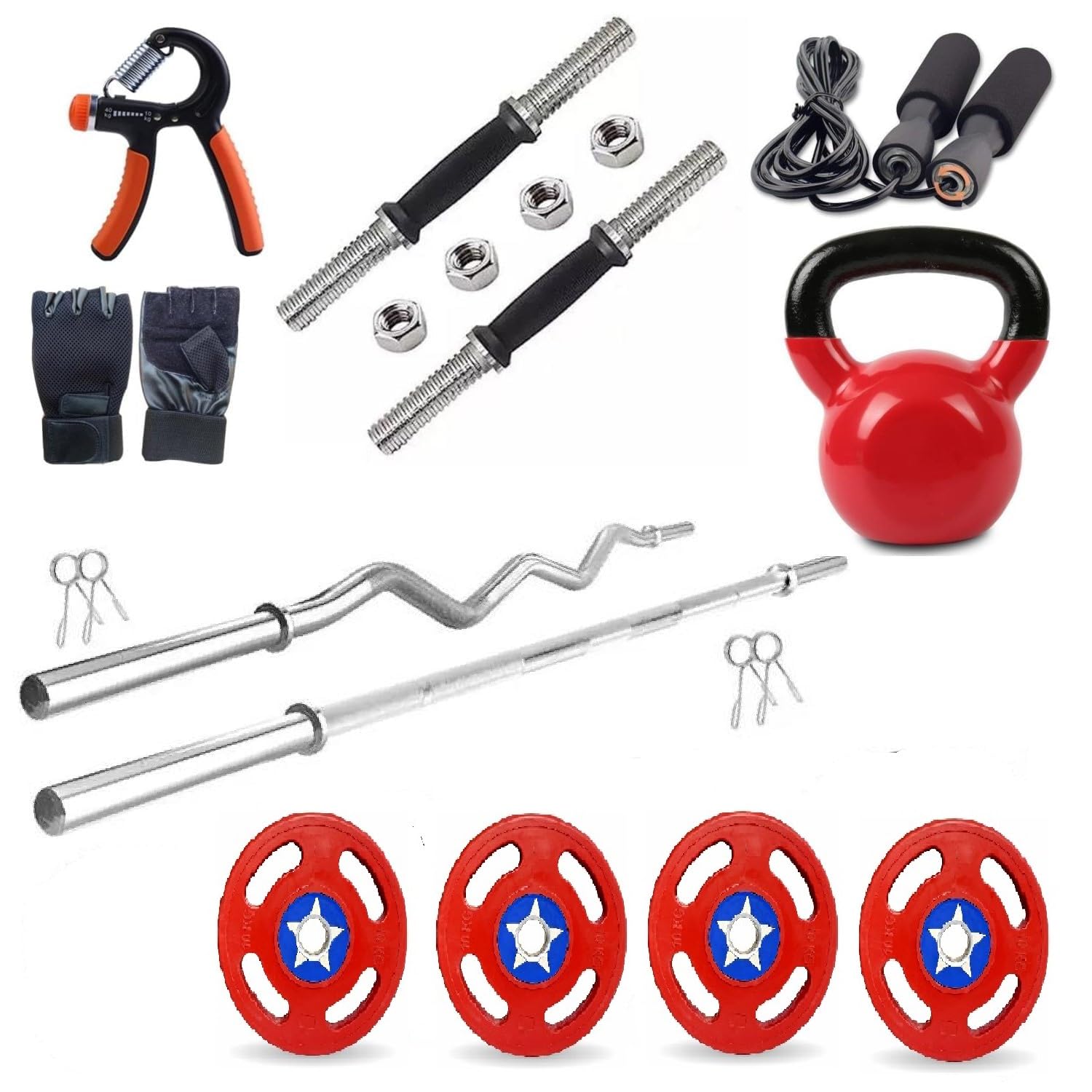 FITRXX 12-104Kg Home Gym Combo Set |5ft Straight 3ft Curl Rod, 2kg Vinyl Coated Kettlebell, 1 Pair Dumbbell Rod, American Weight Plates (28mm Hole) Equipment for Men & Women (12 Kg Home Gym Combo) (B0CS6XMRPR) Amazon Price History, Amazon Price Tracker