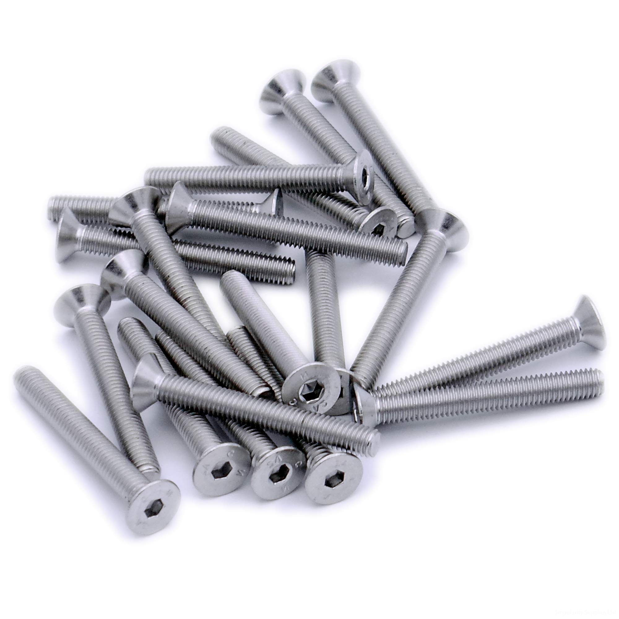 Singularity Supplies Silver M4 (4Mm X 16Mm) Hex Socket Countersunk Machine Screw (Bolt) - Stainless Steel (A2) (Pack Of 20)