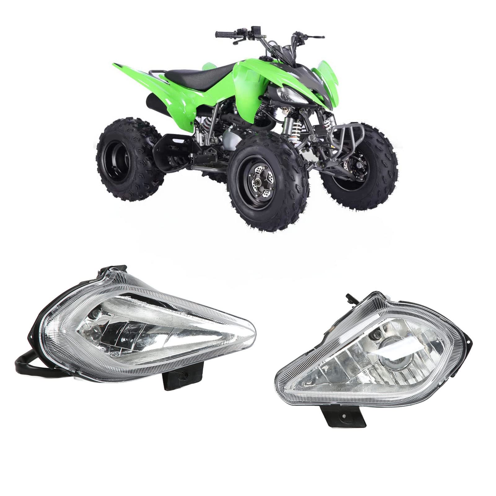 Tbest ATV QUAD Head Light, Faros Delanteros LED de 12V con Bombillas 5 Cables 4 Enchufes para ATV Chinos