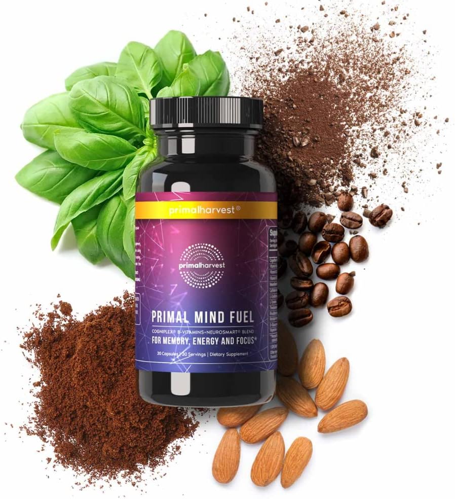 2 Pack, Primal Mind Fuel Brain Booster for Focus, Energy, Clarity, Memory Brain Health 30 Capsules Nootropics Brain Support Supplement for Men and Women