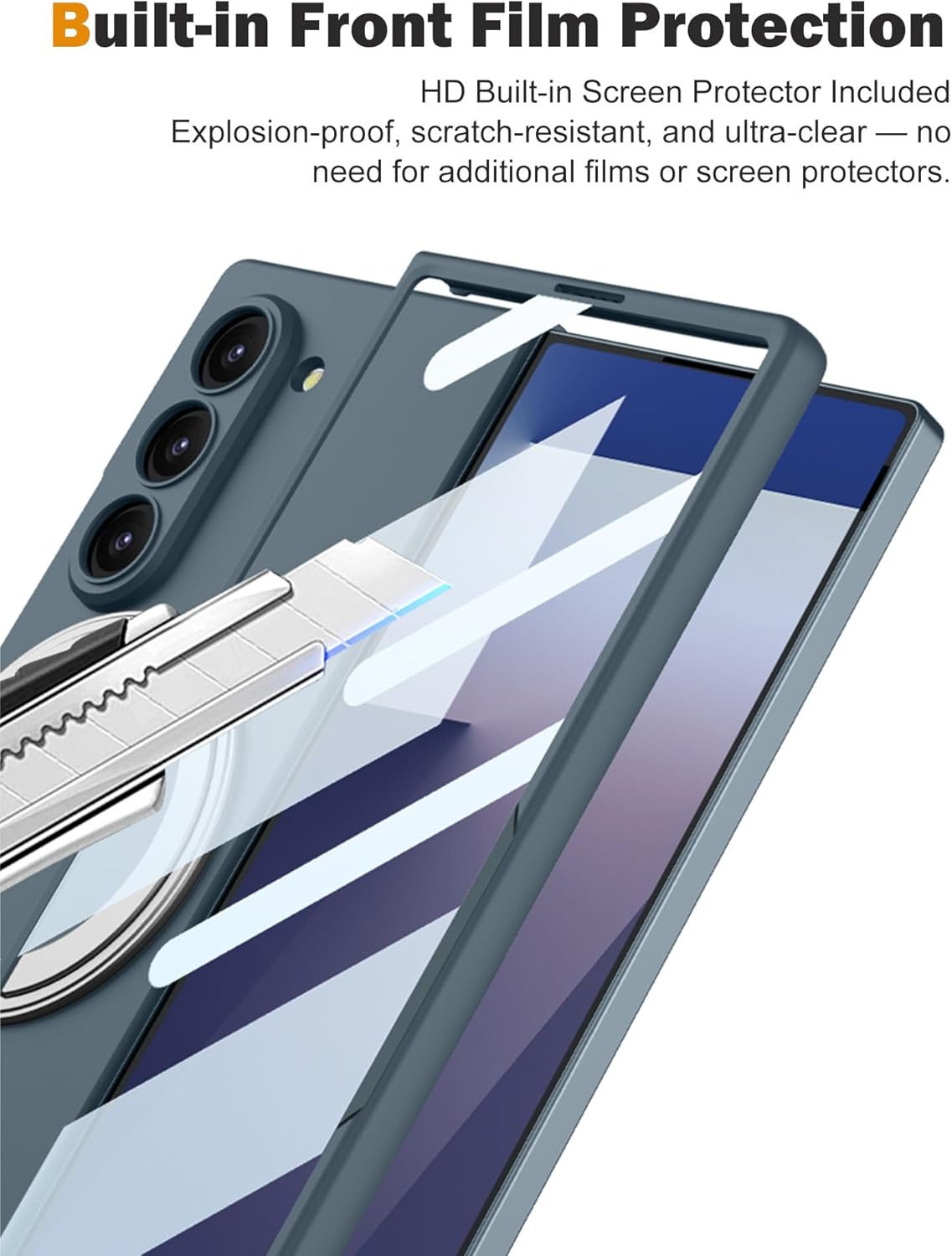 SHIEID Galaxy Z Fold 7 Case with 360° Magnetic Kickstand & Built-in Screen Protector – Slim Shockproof Cover for Samsung Galaxy Z Fold 7, Titanium Gray