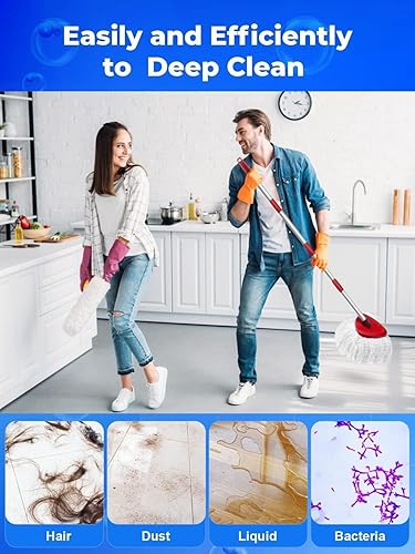 Miniatura 8 de Paquete de 4 cabezales de repuesto para trapeador O Cedar 1 tanque, cabezal de trapeador giratorio de repuesto con mango de trapeador de 30 a 58