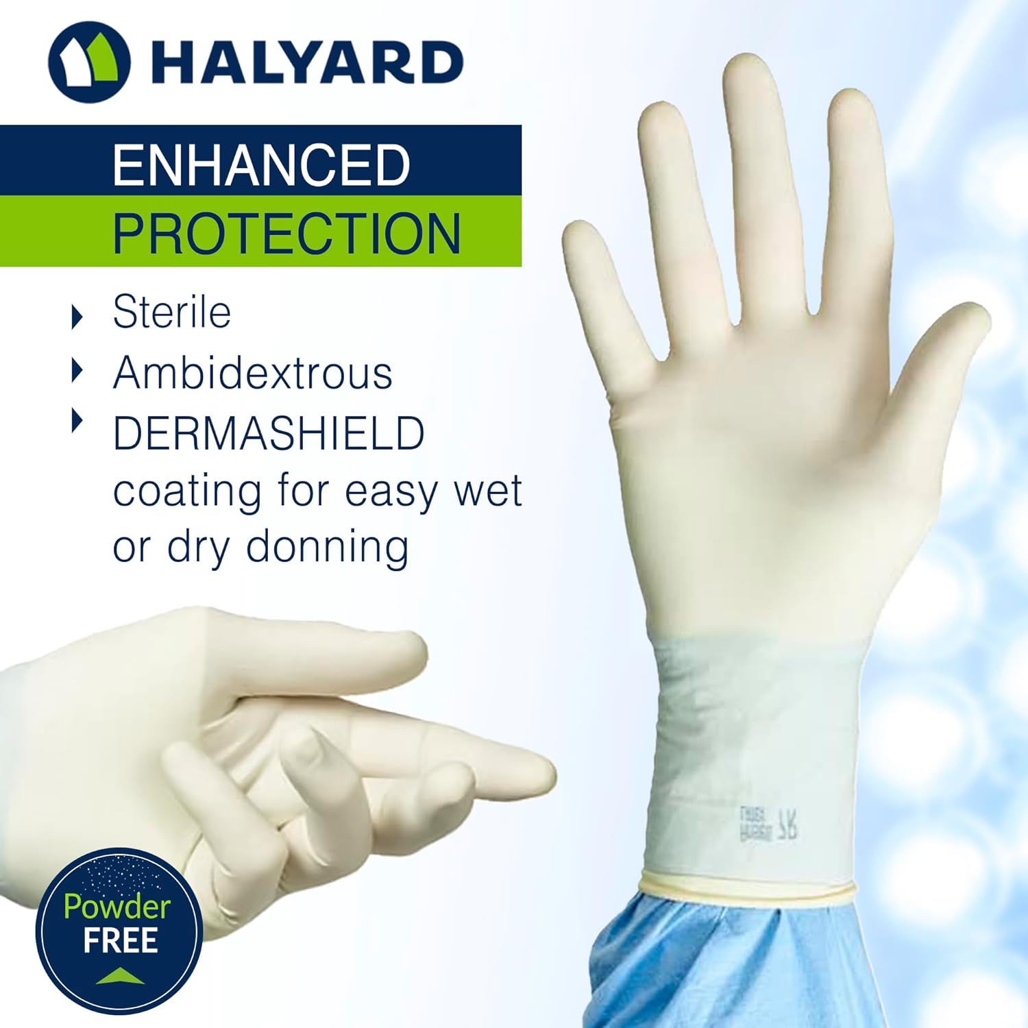 HALYARD Surgical Gloves Latex Sterile Individually Wrapped Pairs Powder Free Medical Disposable Gloves, 8.7 mil, Size 7.0 Medium, Cream, SGL65070 (Box of 50 Pairs - 100 Total)