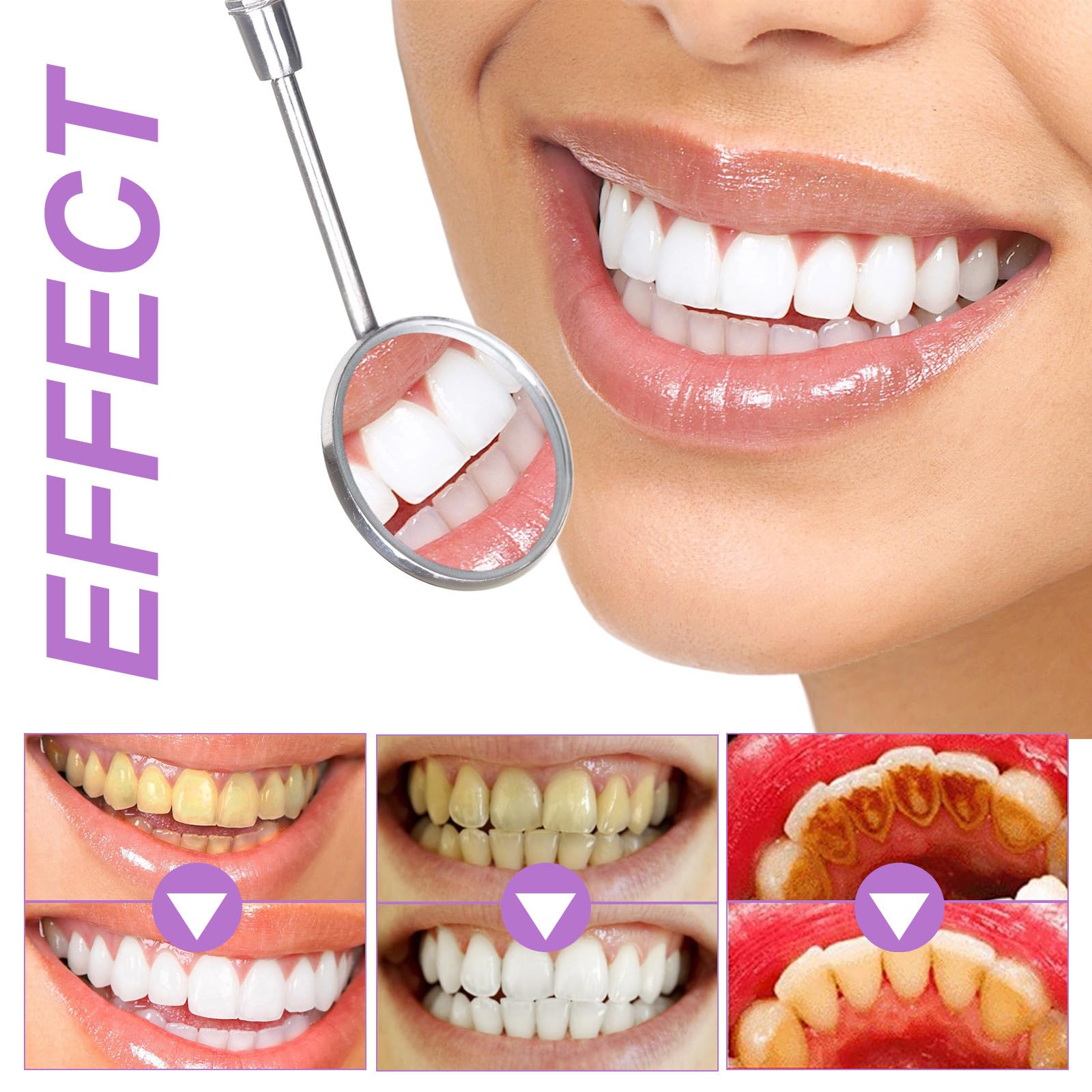 Strisce Sbiancanti per la Cura Dello Smalto, Whitening Teeth Strips, Sticker di Pulizia Viola, Rapida e Delicata la Pulizia dei Denti, Rimuove Efficacemente le Macchie dei Denti, Illumina i Denti