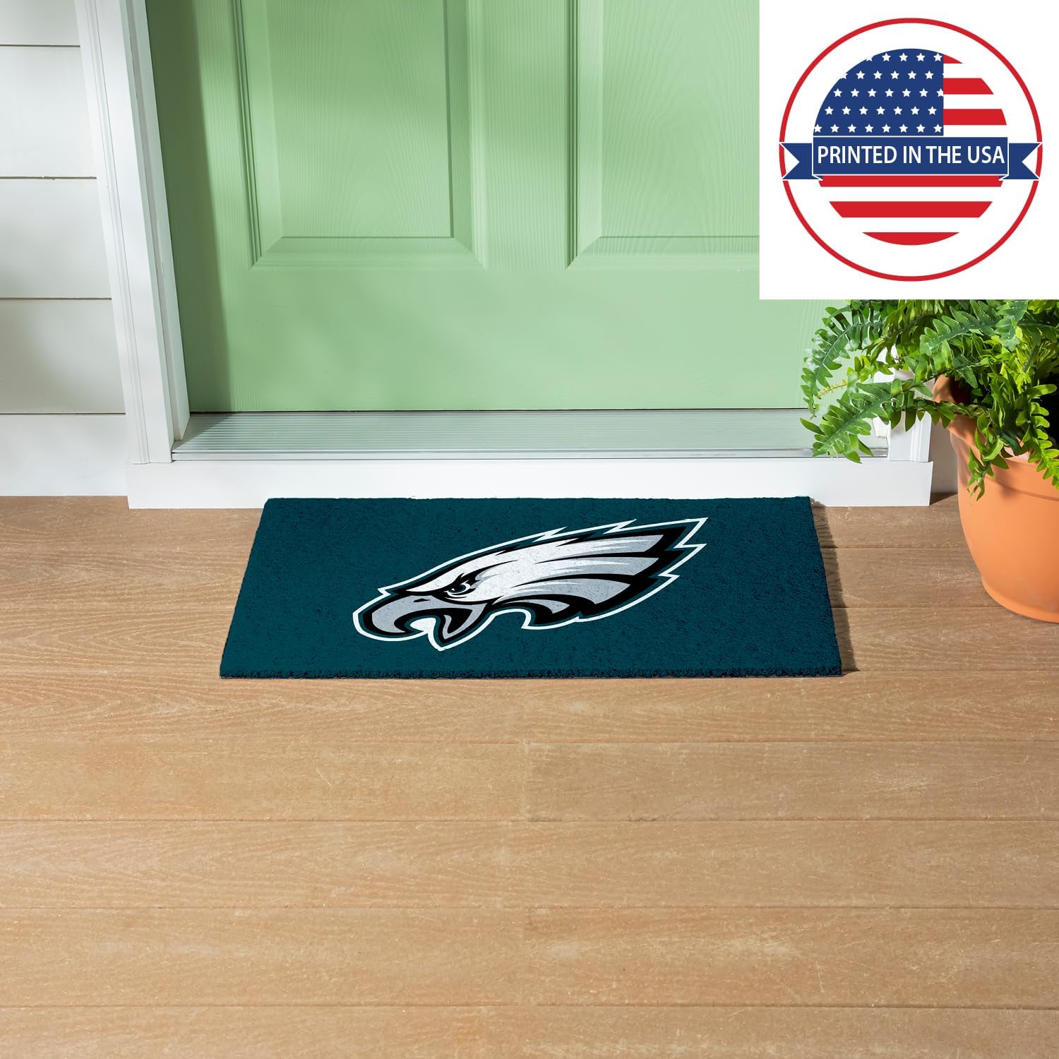 Team Sports America NFL Philadelphia Eagles Sports Doormat | Indoor Outdoor Entrance | 28 x 16 Inches | Non-Slip Front Door Mats | Official Licensed | Sports Fans Entryway Welcome Rug