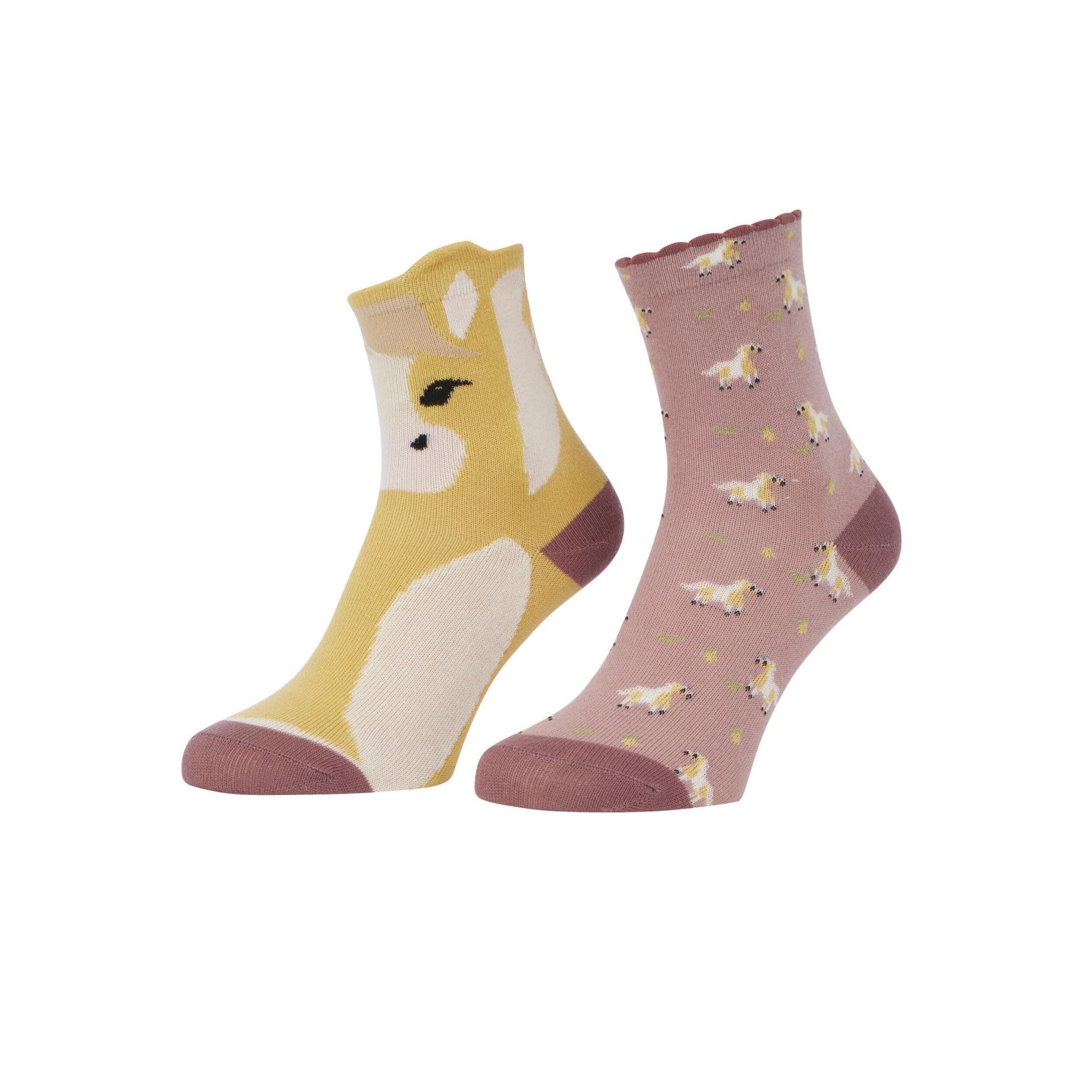 LeMieux Mini Character Socks 2 pack Lemon Ponies - Super Cute Cotton Socks - UK 9-12