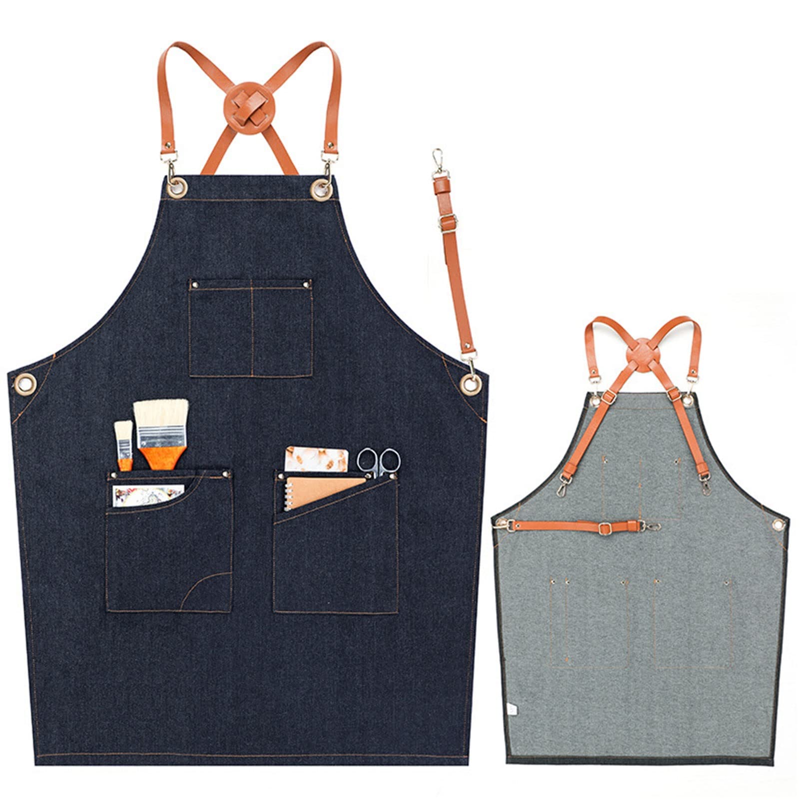 Tool Apron for Men with Pockets,Waxed Canvas Carpenter Apron,Heavy Duty Canvas Carpenters Aprons (Color : Blue, Size : XL)
