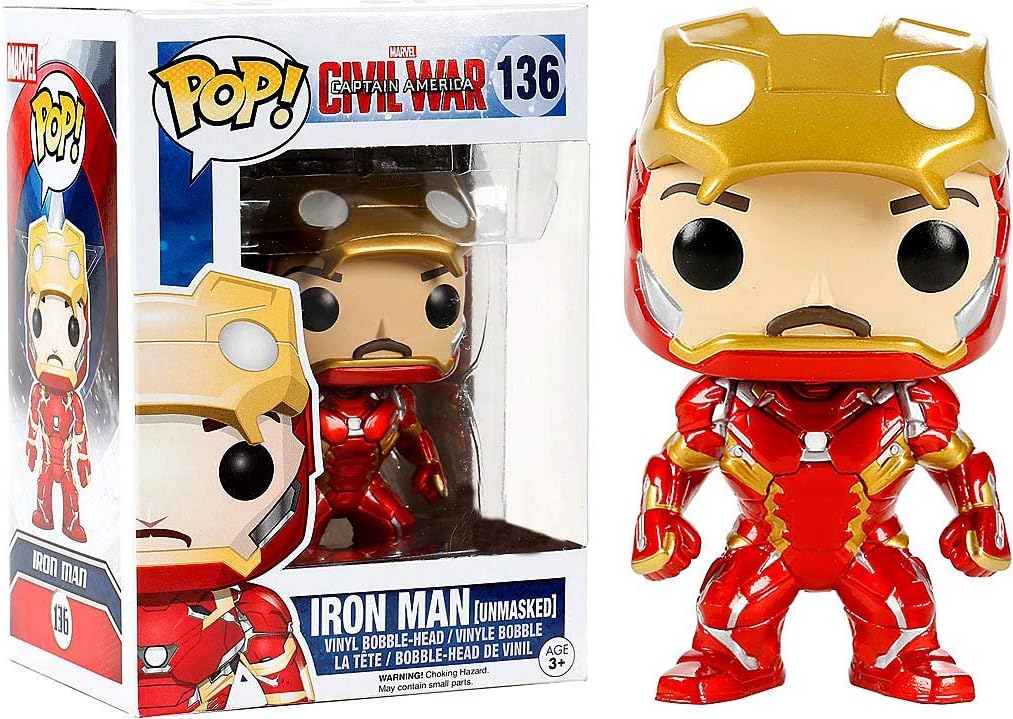 Funko POP! FK7225 3.94-Inch Marvel Captain America 3 Civil War Iron Man Unmasked Vinyl Limited Edition Figure