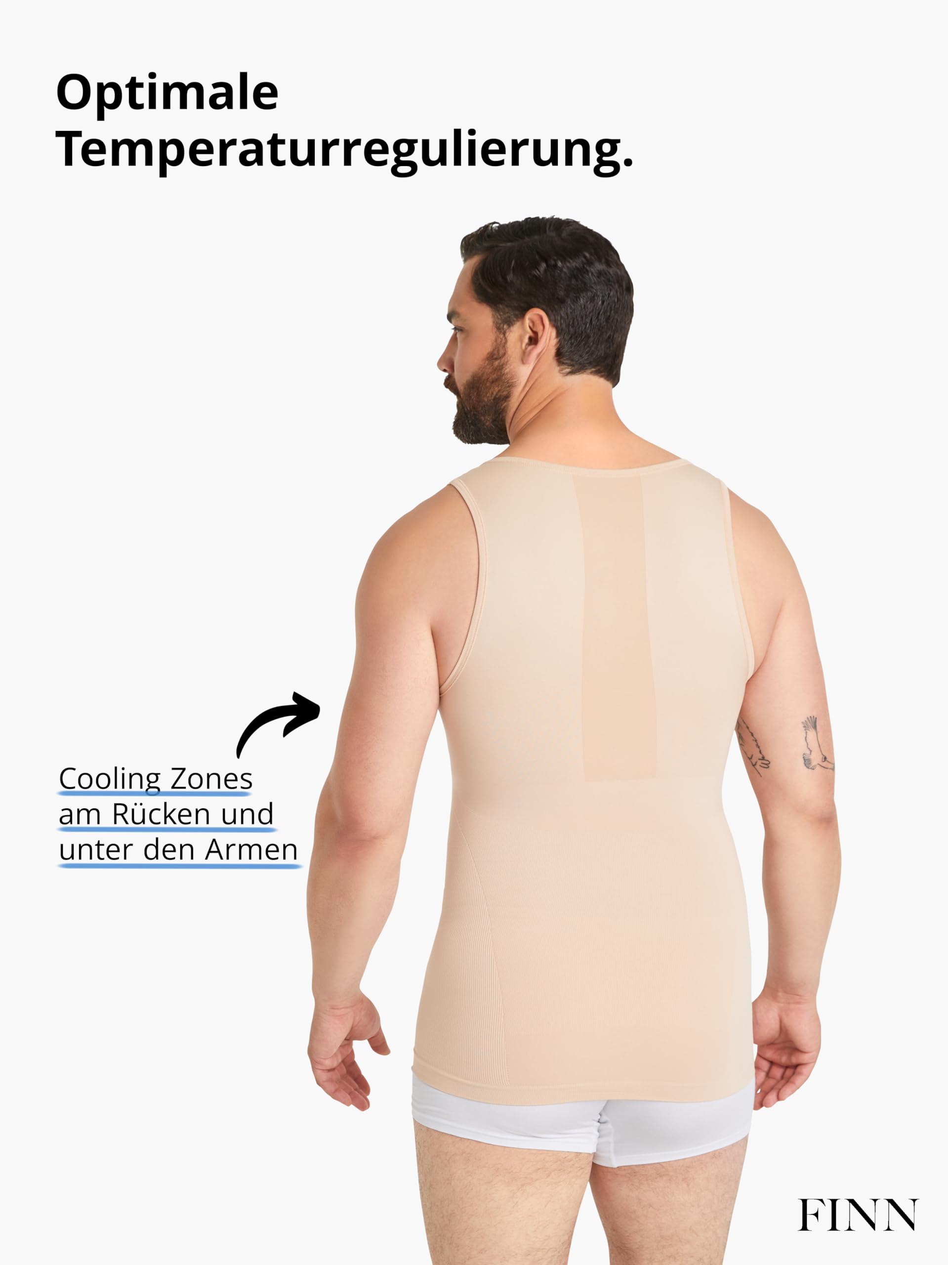 FINN Camiseta de compresión sin costuras para hombre con efecto de barriga, moldeadora de figura, sin costuras, camiseta interior moldeadora para un vientre plano