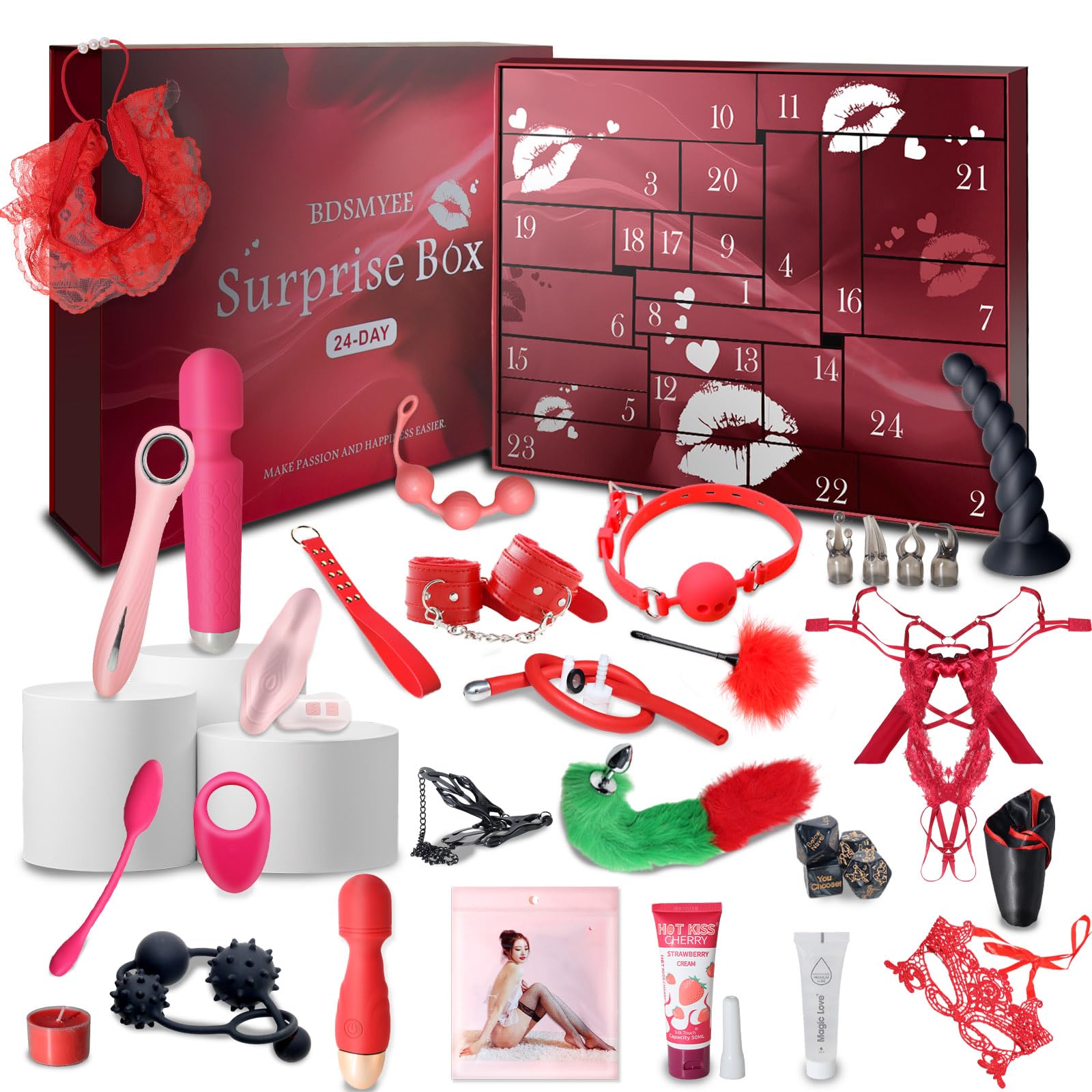 BDSMYEE 24 Pezzi Bondage Kit SexToys Coppia, Giocattoli Sessuali Plug Anale per Principianti Adulti, SM Sex Bondage Set, Regali di San Valentino per Uomini e Donne